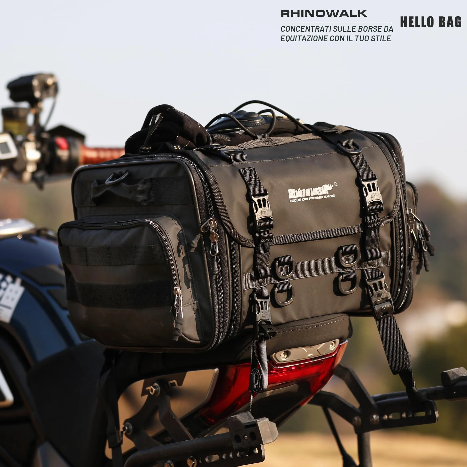 Rhinowalk Borsa posteriore per moto impermeabile 45 L nero
