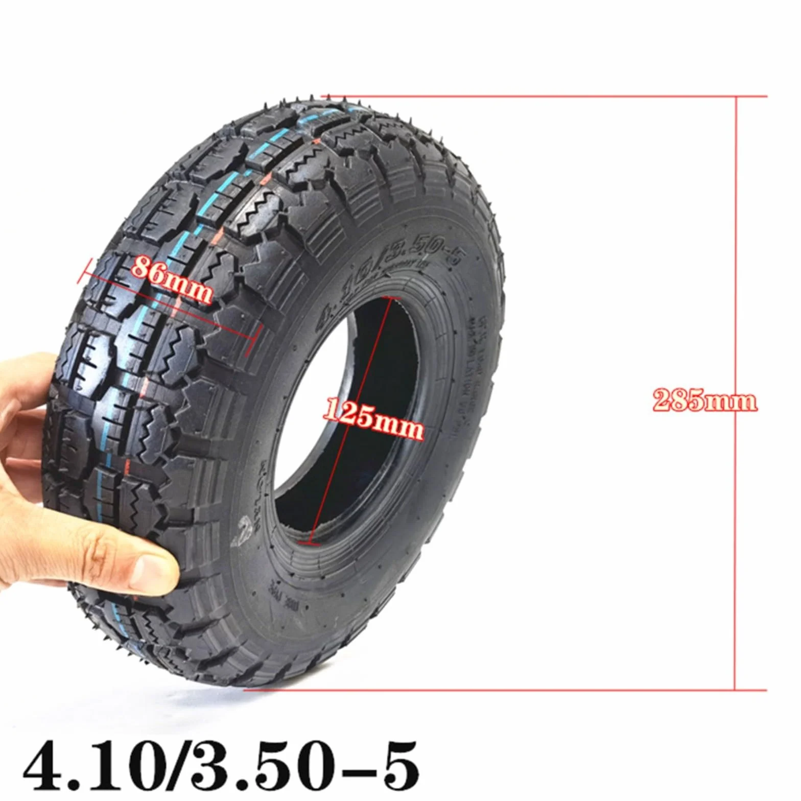 Pneumatico in gomma 4.10/3.50-5 12 pollici per scooter elettrico Go Kart Trolley Nero