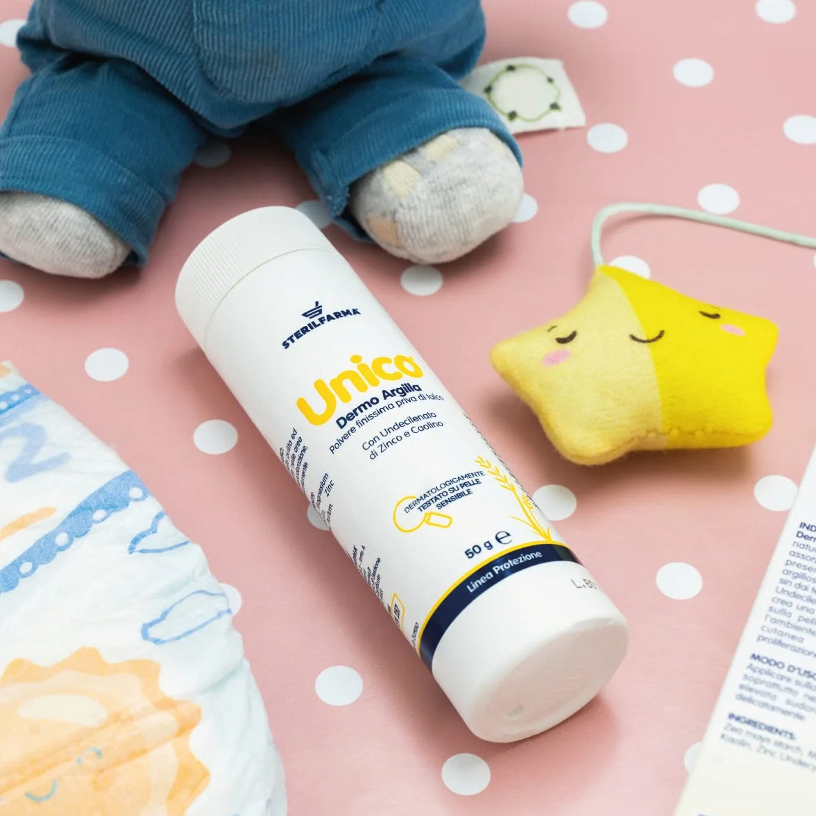Unico Dermo Argilla Crema Antimicotica per Piede d'Atleta e Sudamina, Assorbe Umidità, Senza Talco