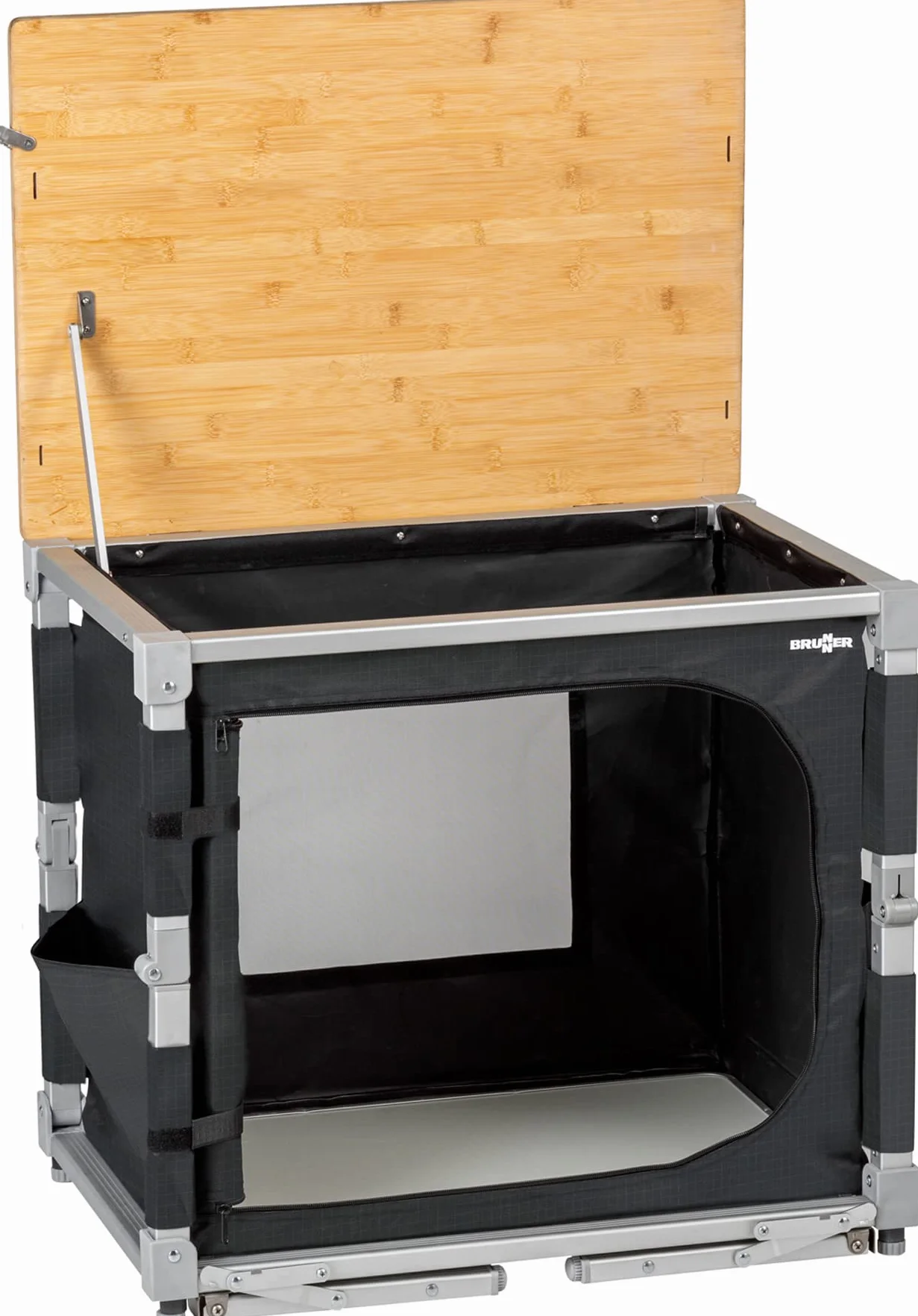 BRUNNER 0422091N.C06 Mobiletto Cucina da Campeggio Compatto Salvaspazio Ideale per Van e Minibus Azabache Cube con Piano in bambù