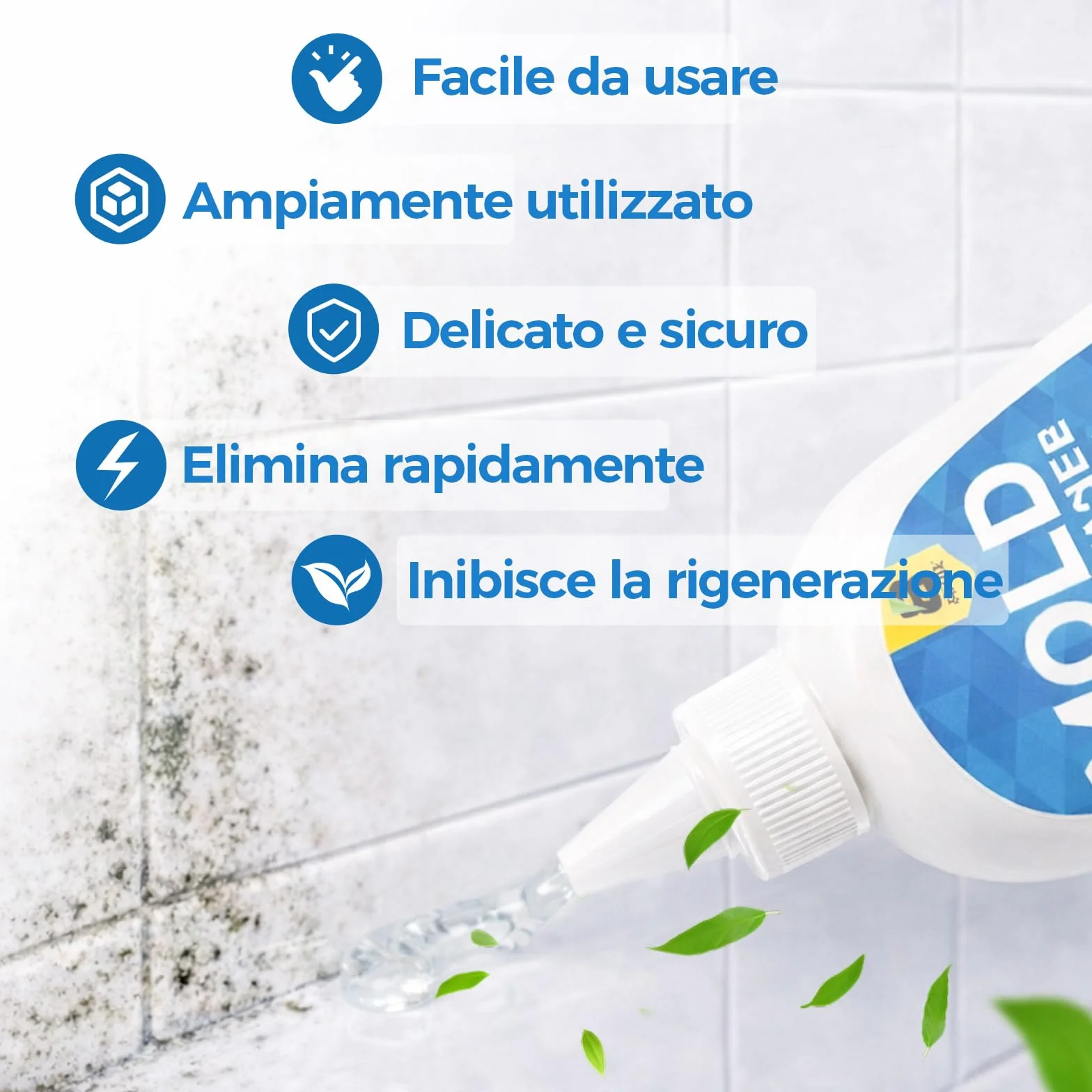 Gel Antimuffa con Spazzola 220 g Mold Remover per Muffa Ostinata per Muri Interni Bagno Cucina Doccia Piastrelle