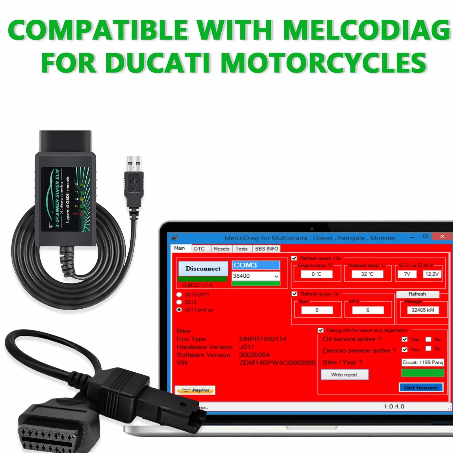 ELM327 USB OBD2 Scanner FT232RL 18F25K80 V1.4 per Diagnostica OBDII Ducati Fiat Ford VW Windows 7
