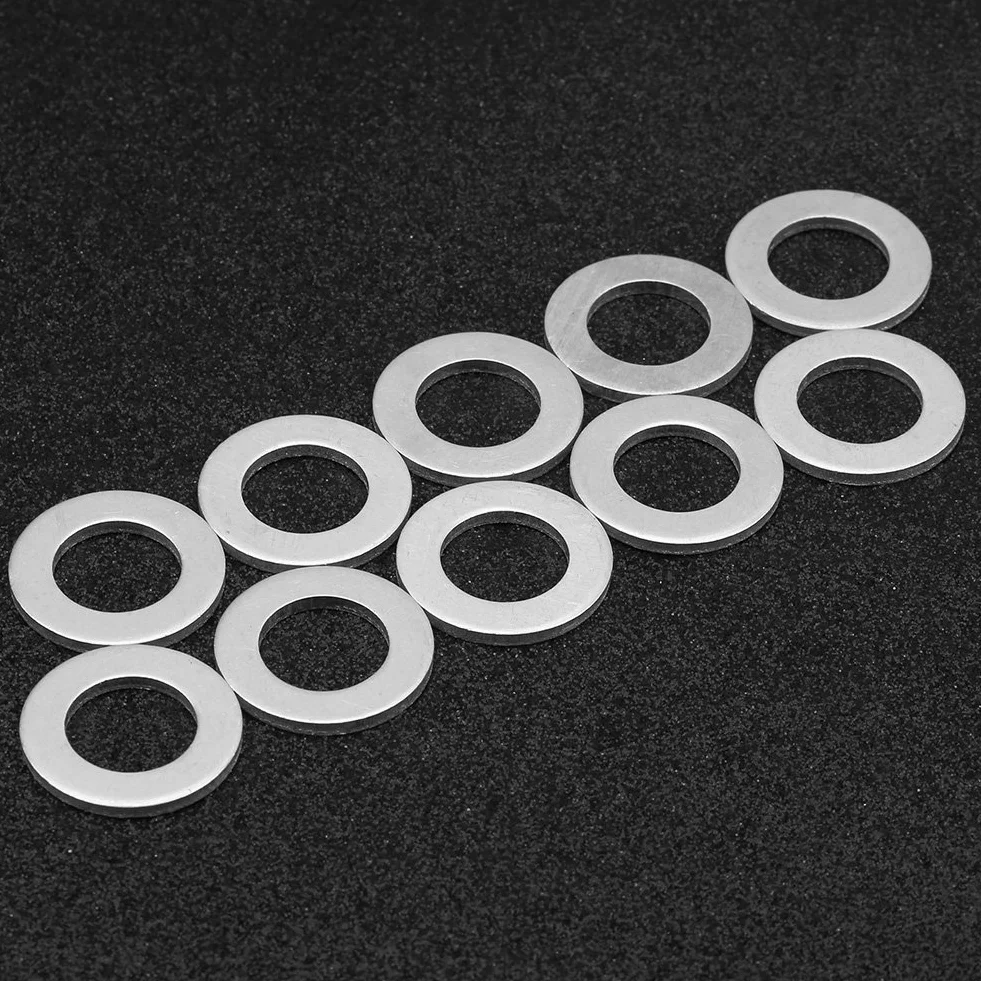 Aramox Guarnizioni tappo di scarico olio, auto 14mm 10 pezzi Tappo di scarico olio Crush Rondella di compressione Rondelle pilota Guarnizioni 94109-14000 Alluminio argento