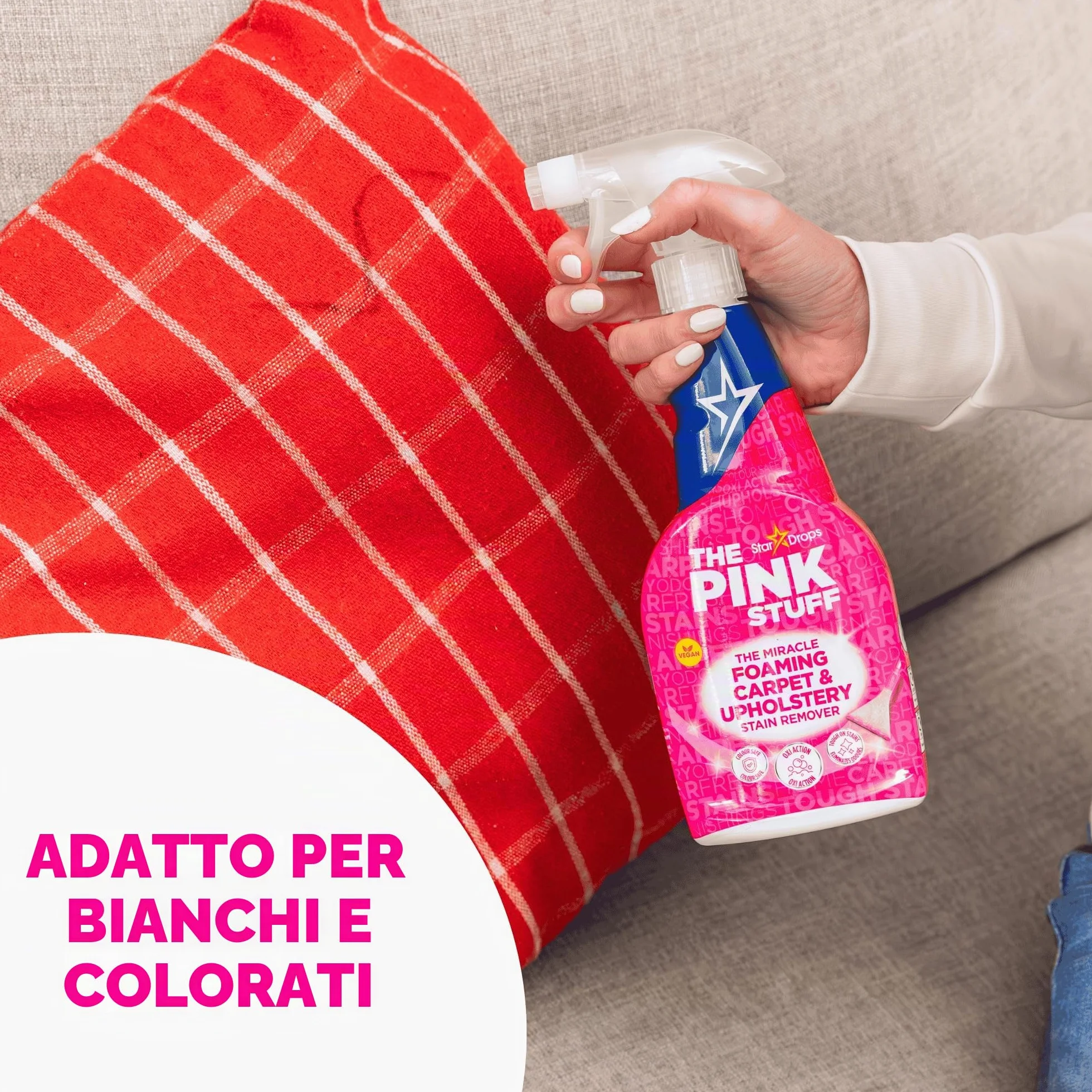 The Pink Stuff Miracle Smacchiatore in Schiuma per Tappeti e Tappezzeria, Formula Oxi