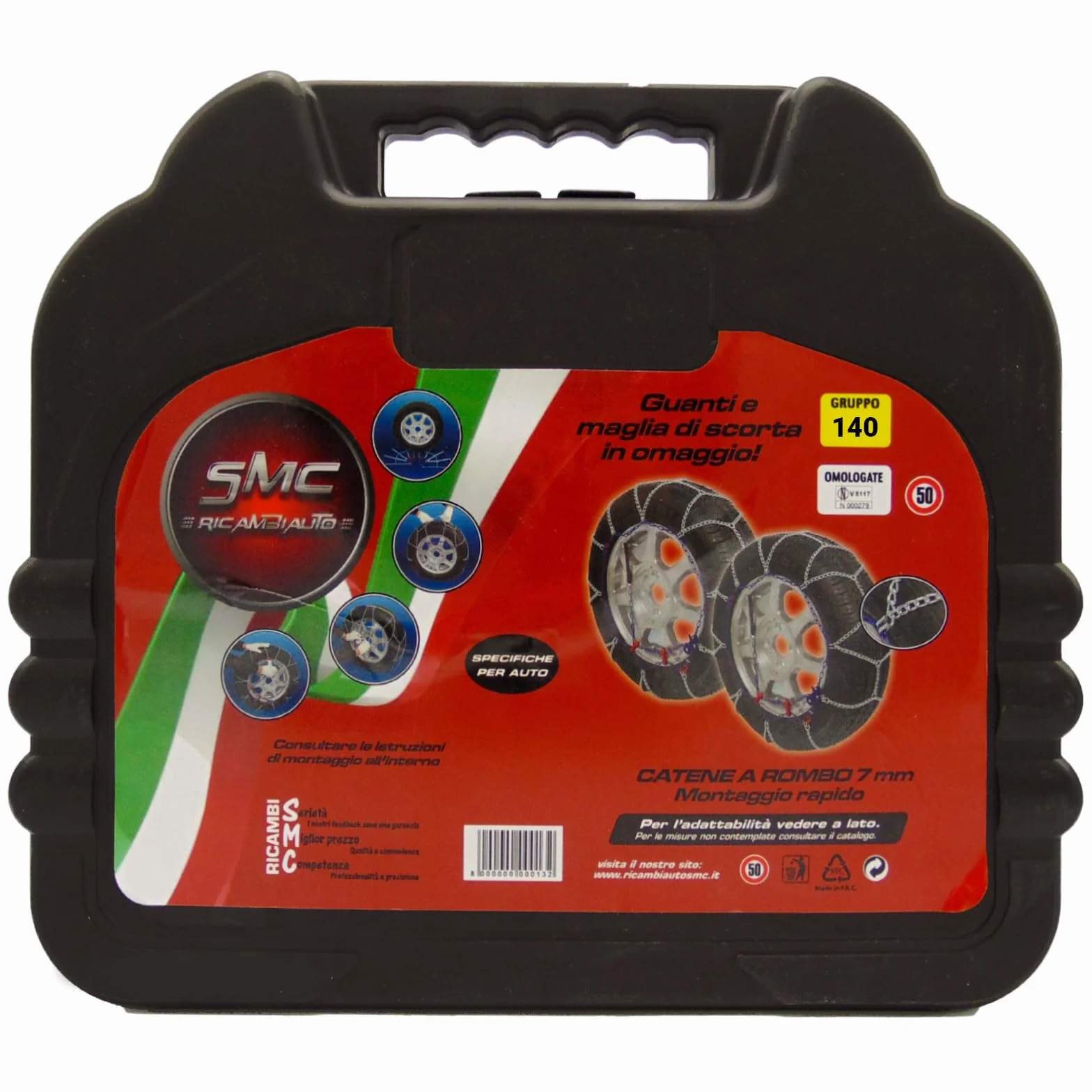 SMC Catene da Neve OMOLOGATE O-Norm TUV 7mm per Pneumatici GOMME 225/60 R 18