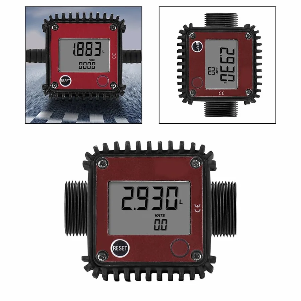 ZYWUOY Misuratore di portata a ingranaggi con display digitale, filettatura esterna DN25 per olio, acqua, diesel, portata 10-100L/min, con corpo in lega di alluminio in plastica