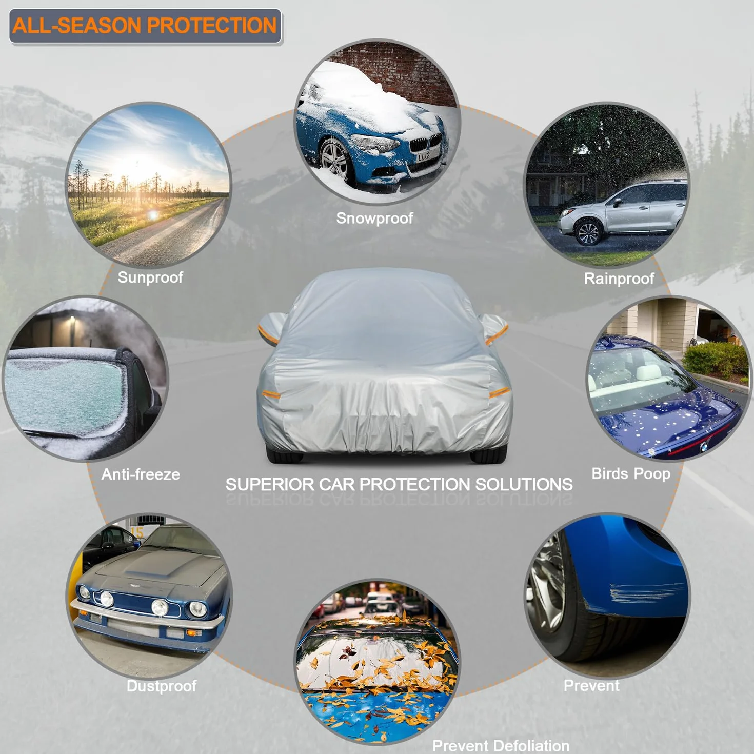 Kayme Telo Copriauto da Esterno, Copertura Impermeabile Anti UV Vento Antipolvere a 6 Strati con Cerniera e Felpato, Compatibile Con Cayenne, GLE, BMW X5, Grand Cherokee, Audi Q7 (SUV:da 485 a 510cm)