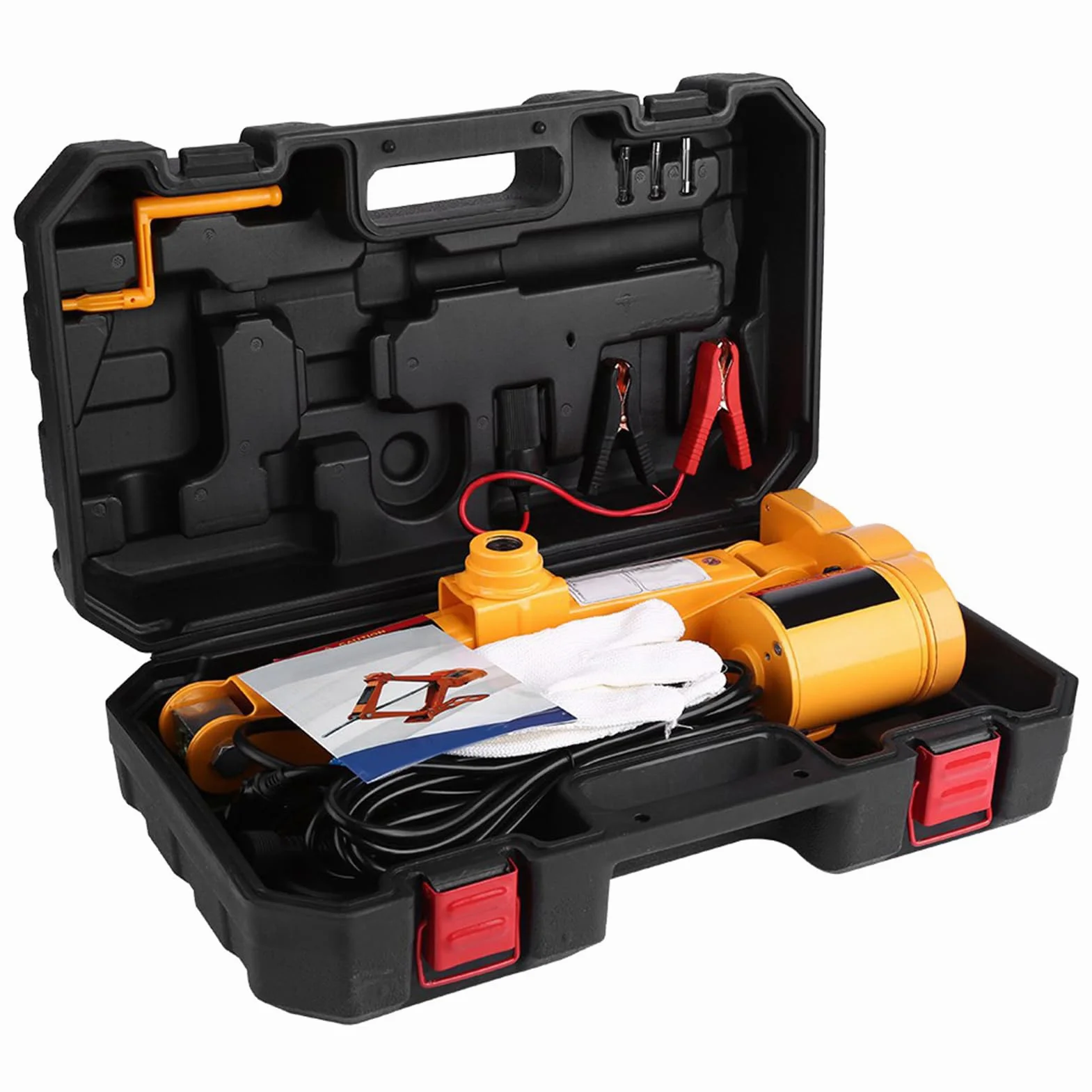 Martinetto Elettrico 3 Tonnellate 12V 15A Kit Attrezzi con Custodia per Cambio Pneumatici 12-35 cm