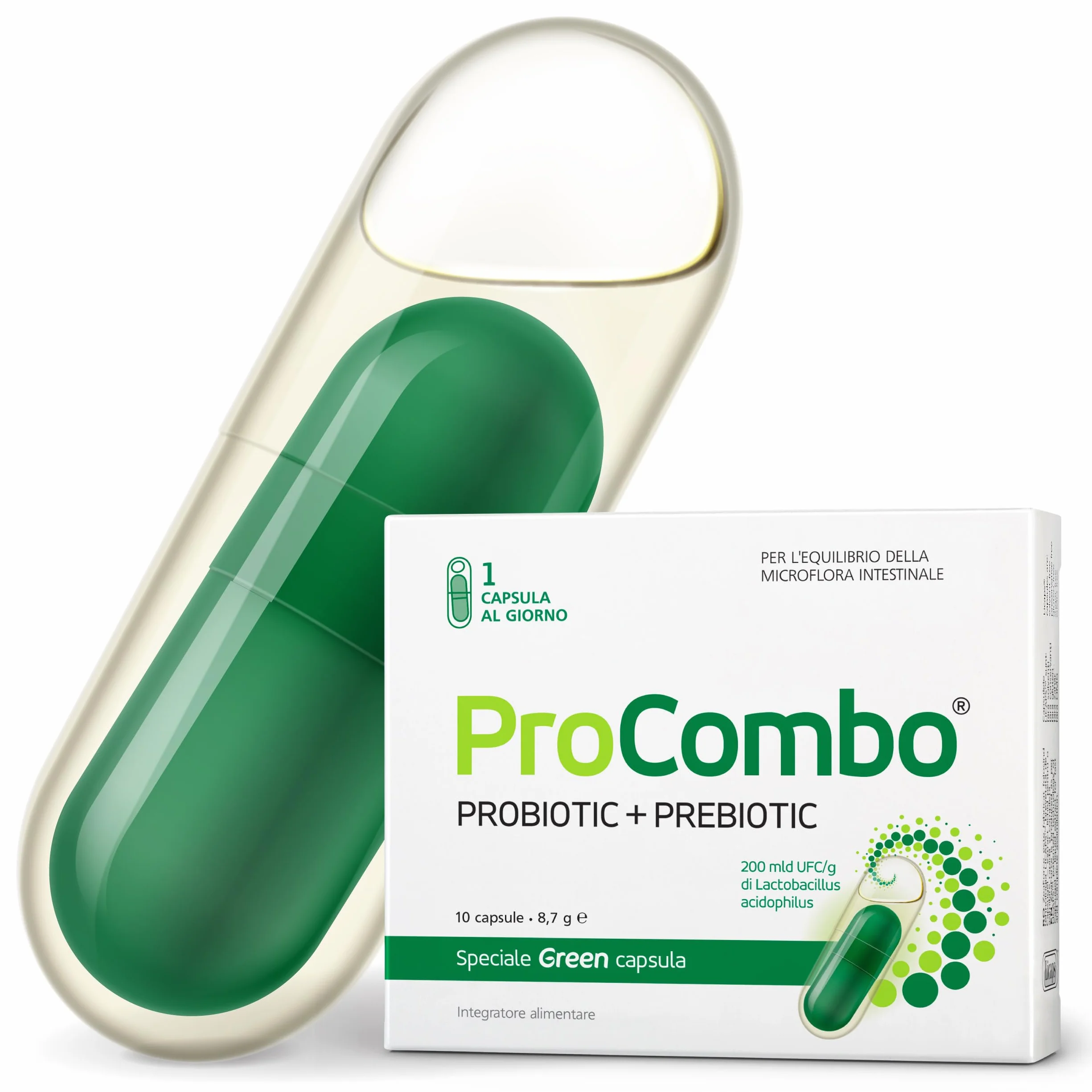ProCombo Probiotico Intelligente con Azione Mirata dei Batteri Benefici Doppia Capsula 1 Pezzo
