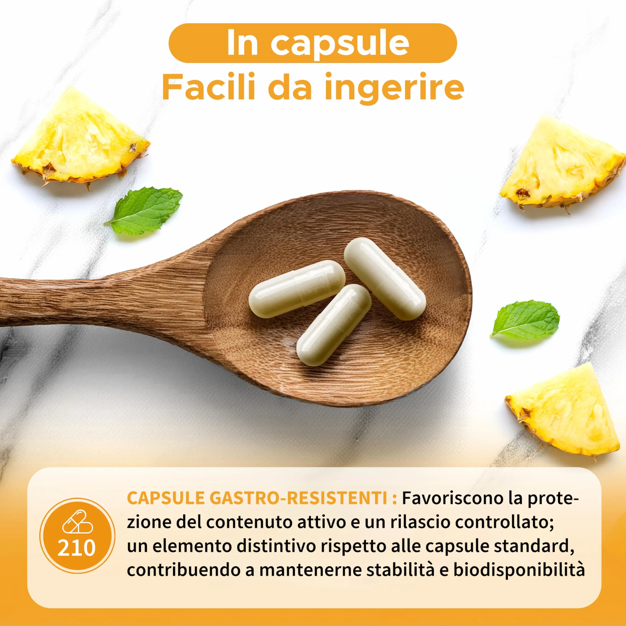 Bromelina Forte 5000 GDU/g 210 Capsule Gastro-Resistenti Integratore Ananas