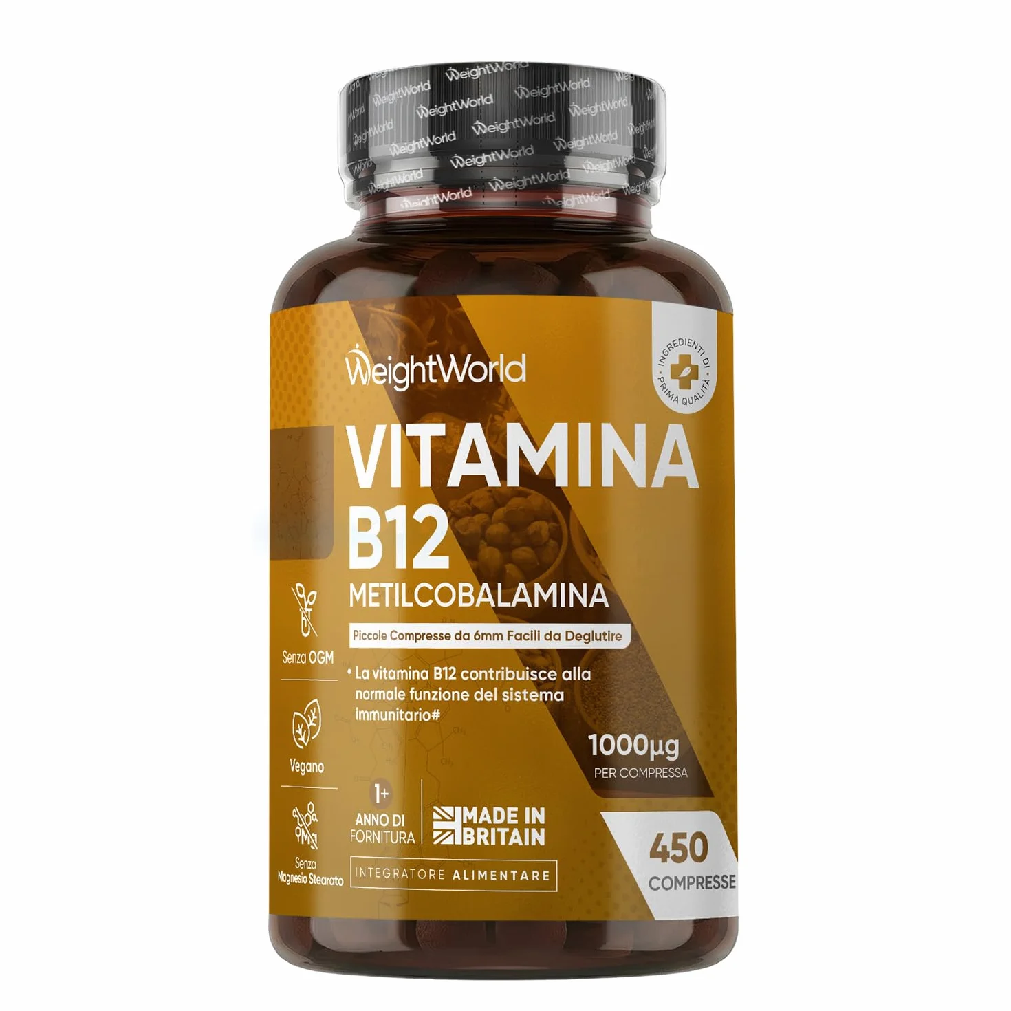 Vitamina B12 Metilcobalamina 1000mcg 450 Compresse Vegane 14 Mesi Fornitura