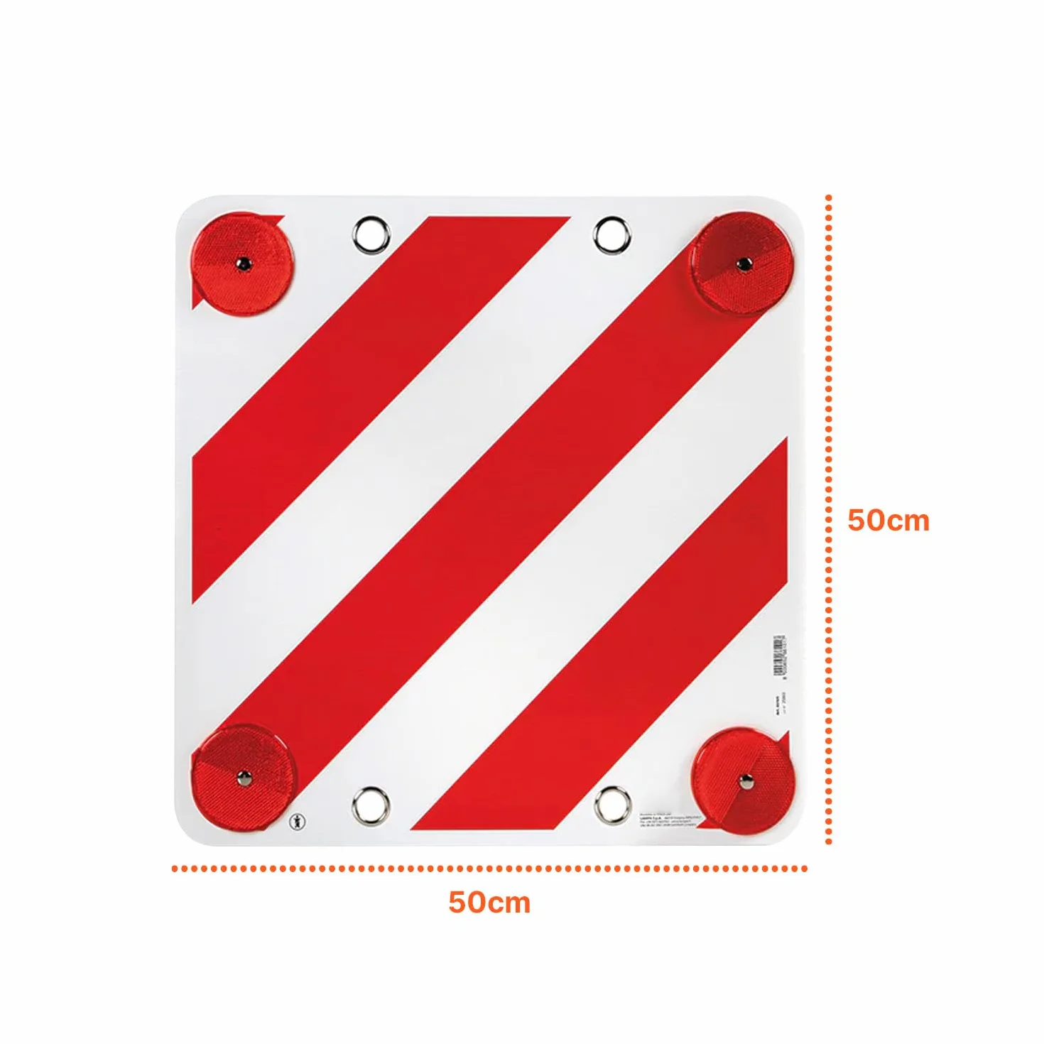 Catarifrangente Avilia Segnale Carico Sporgente 50x50cm Rosso e Bianco per Camion e Rimorchi Polipropilene