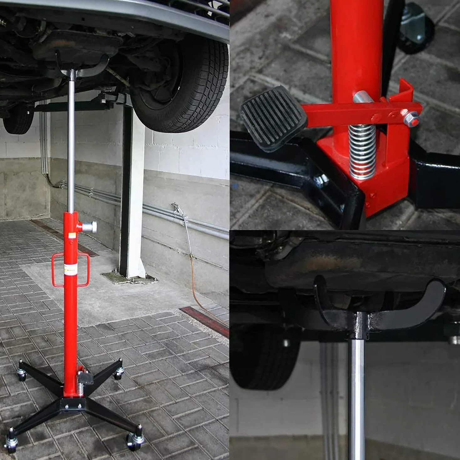 SOLLEVATORE FOSSA IDRAULICO CARICO 500KG 4 BRACCI SOLLEVAMENTO DA 110 A 195cm JACK TRASMISSIONE ROTELLE ACCIAIO