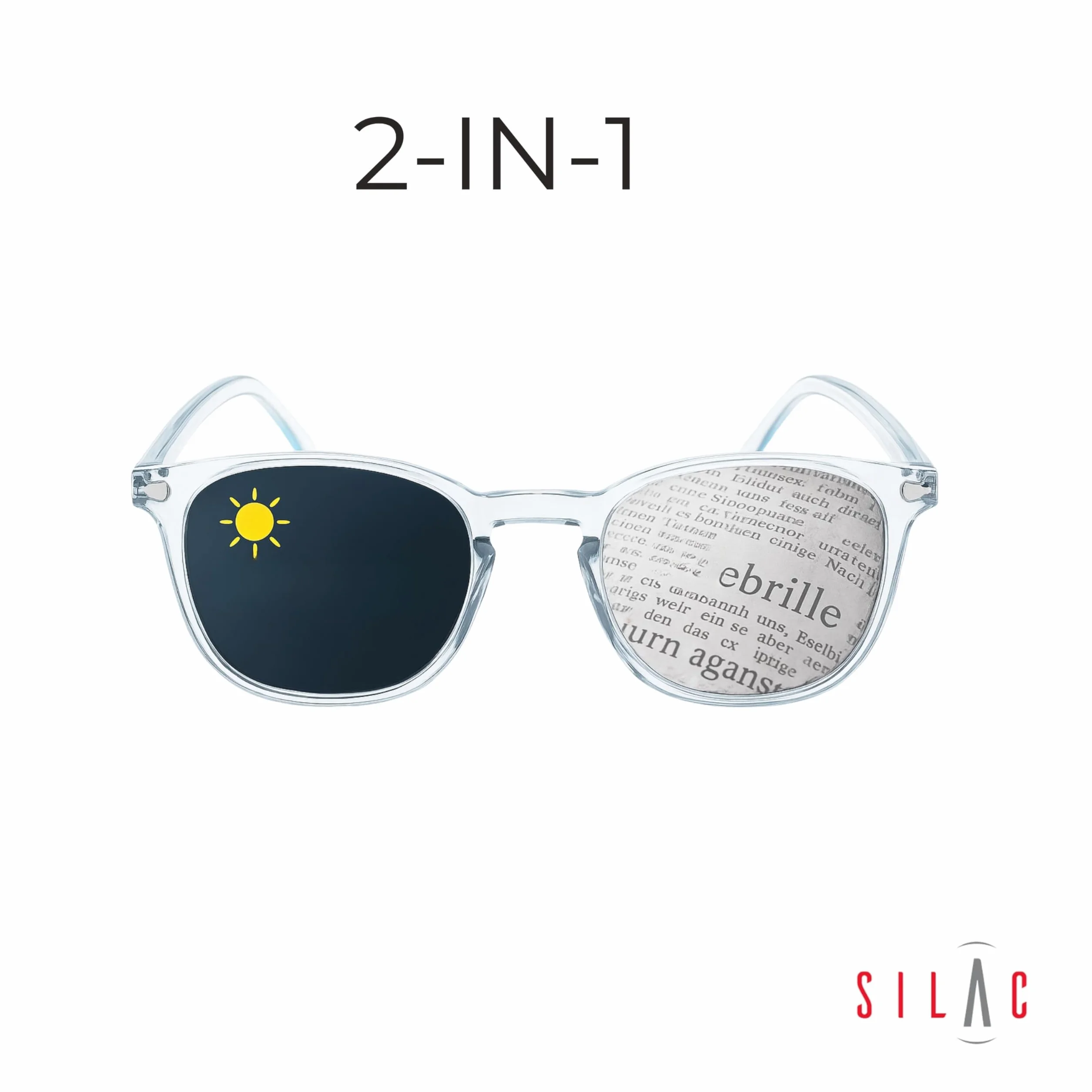 SILAC Occhiali da Sole Graduati Sol Cristal 7551 Montatura Grigio Cristallo Policarbonato Lenti Cat. 3 UV400 Aste Flex Diottrie +1.00 a +3.50