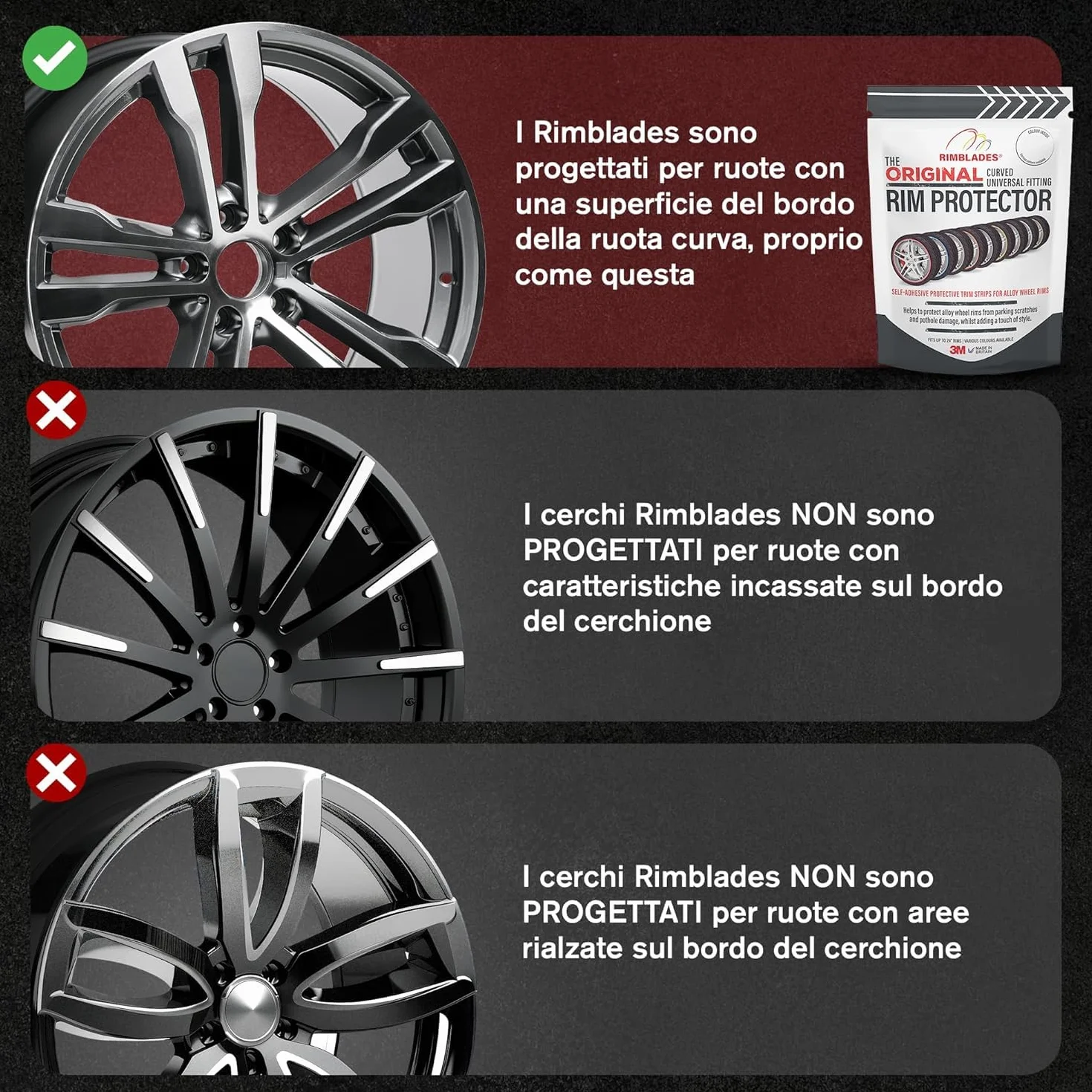 Rimblades Original Protezioni per cerchi in lega Nero 22" x 4
