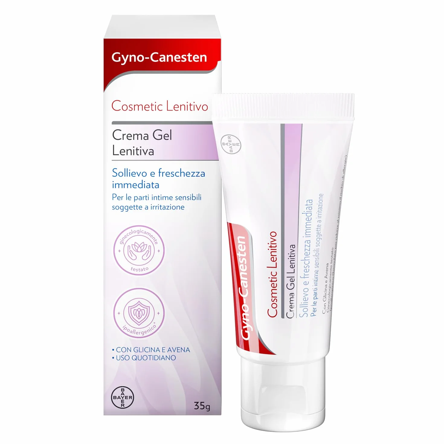 Gyno-Canesten Crema-Gel Intima Lenitiva Ipoallergenico con Avena e Glicina, 35 g
