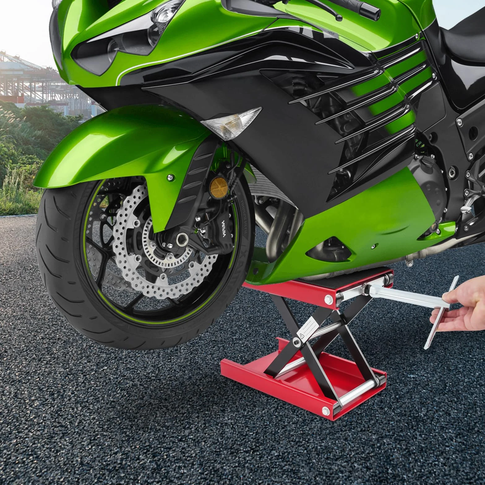 Sollevatore per moto SHZICMY, cavalletto regolabile 93-350mm, portata 500 kg