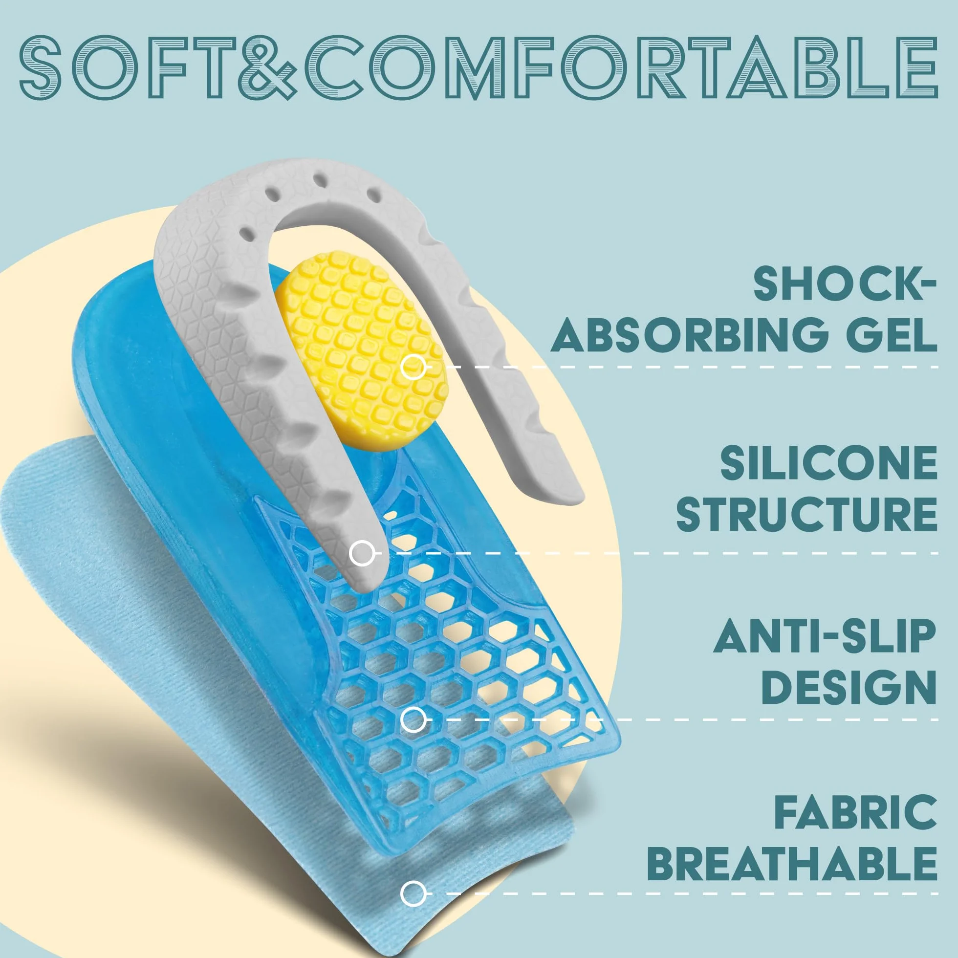 Talloniera In Gel Solette Rialzate 3 cm 2 Paia per Tallonite Spina Calcaneare Correzione Altezza