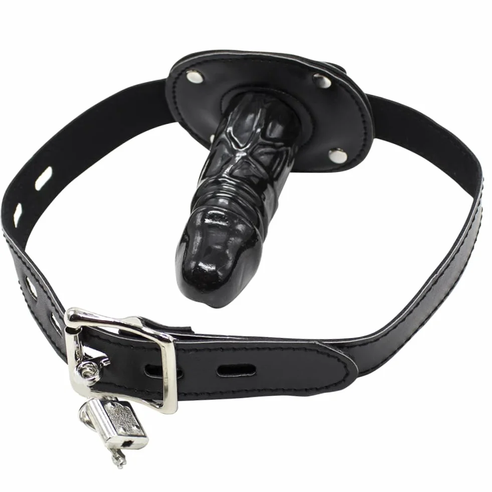 SXOVO Lockable Dildo Gag Bocca Gag Nero Fetish Bondage Restraint 10 cm