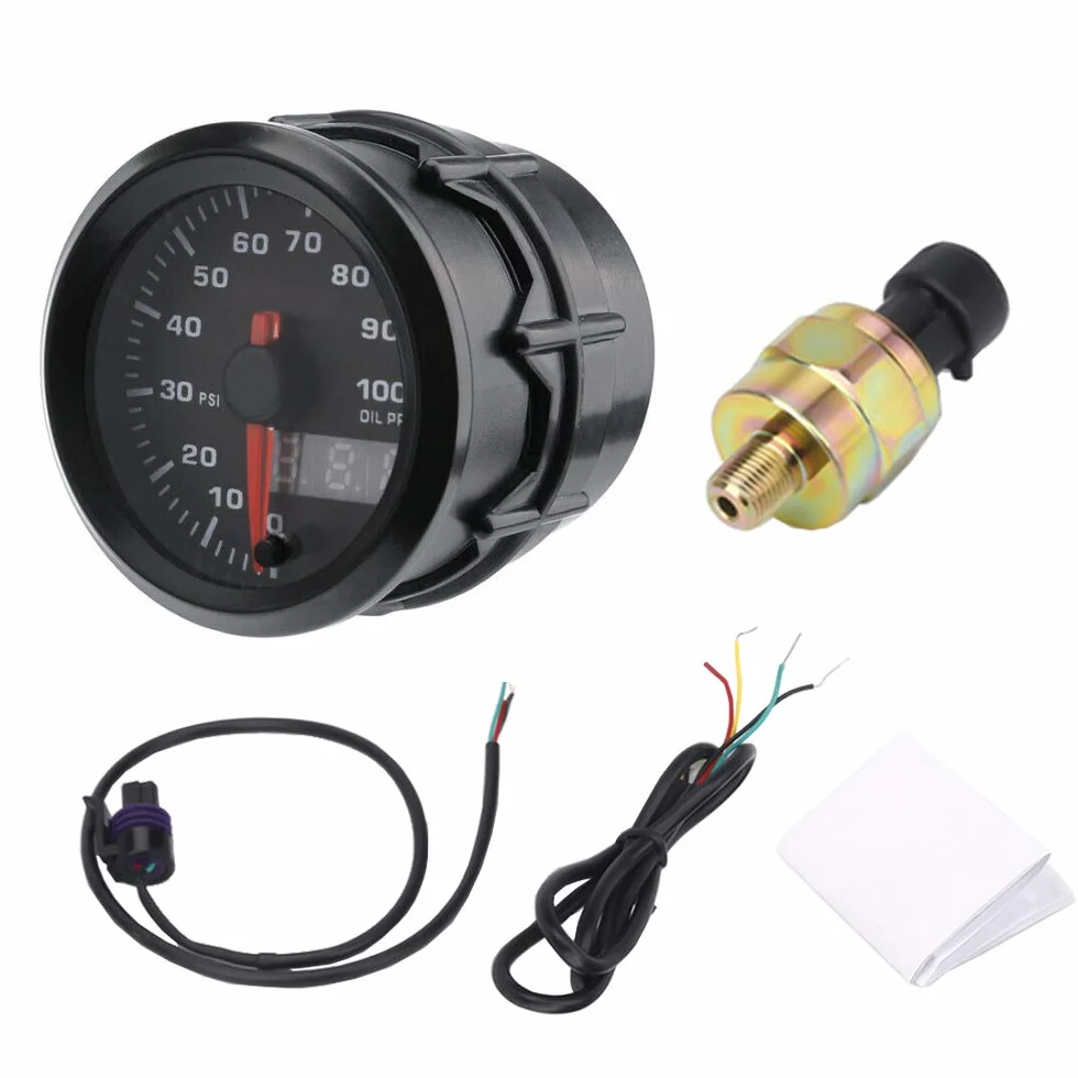 52mm Motore Auto Kit manometro dell'olio frantoio Puntatore Digitale Doppio Indicatore Luminoso a LED 7 Colori Universale