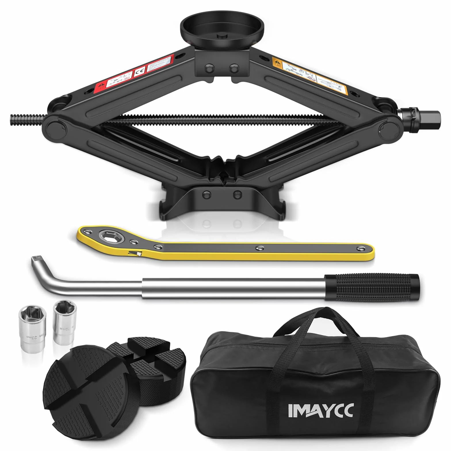 Cric Per Auto 2.5T 2500kg Universale Tampone In Gomma Portatile Con Chiave Per Dadi Ruota Kit Emergenza