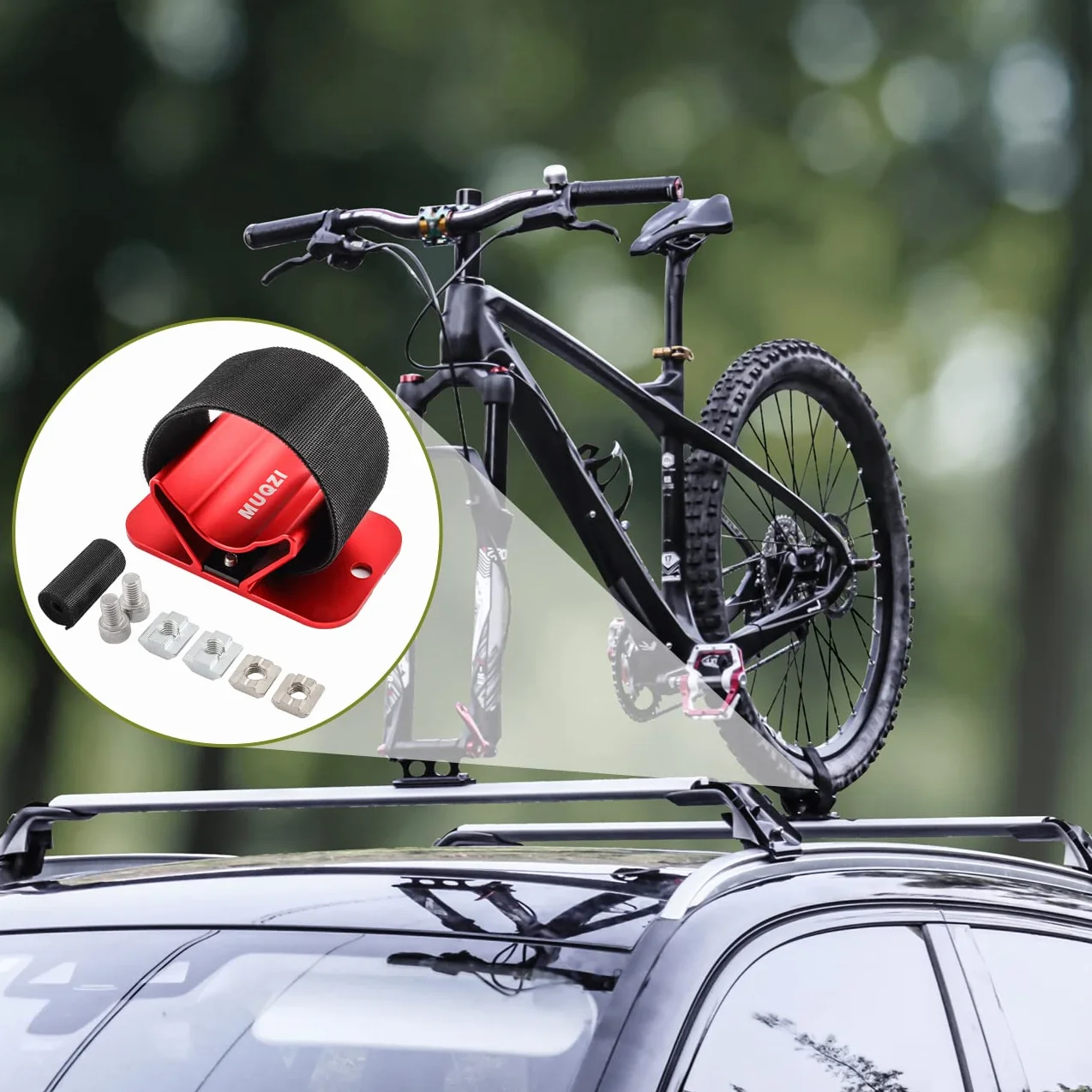 Supporto per Ruota Posteriore di Bicicletta, Supporto per Portapacchi Auto, Supporto di Installazione per Bicicletta da Strada e Mountain Bike, Trasporto Sicuro, Rosso