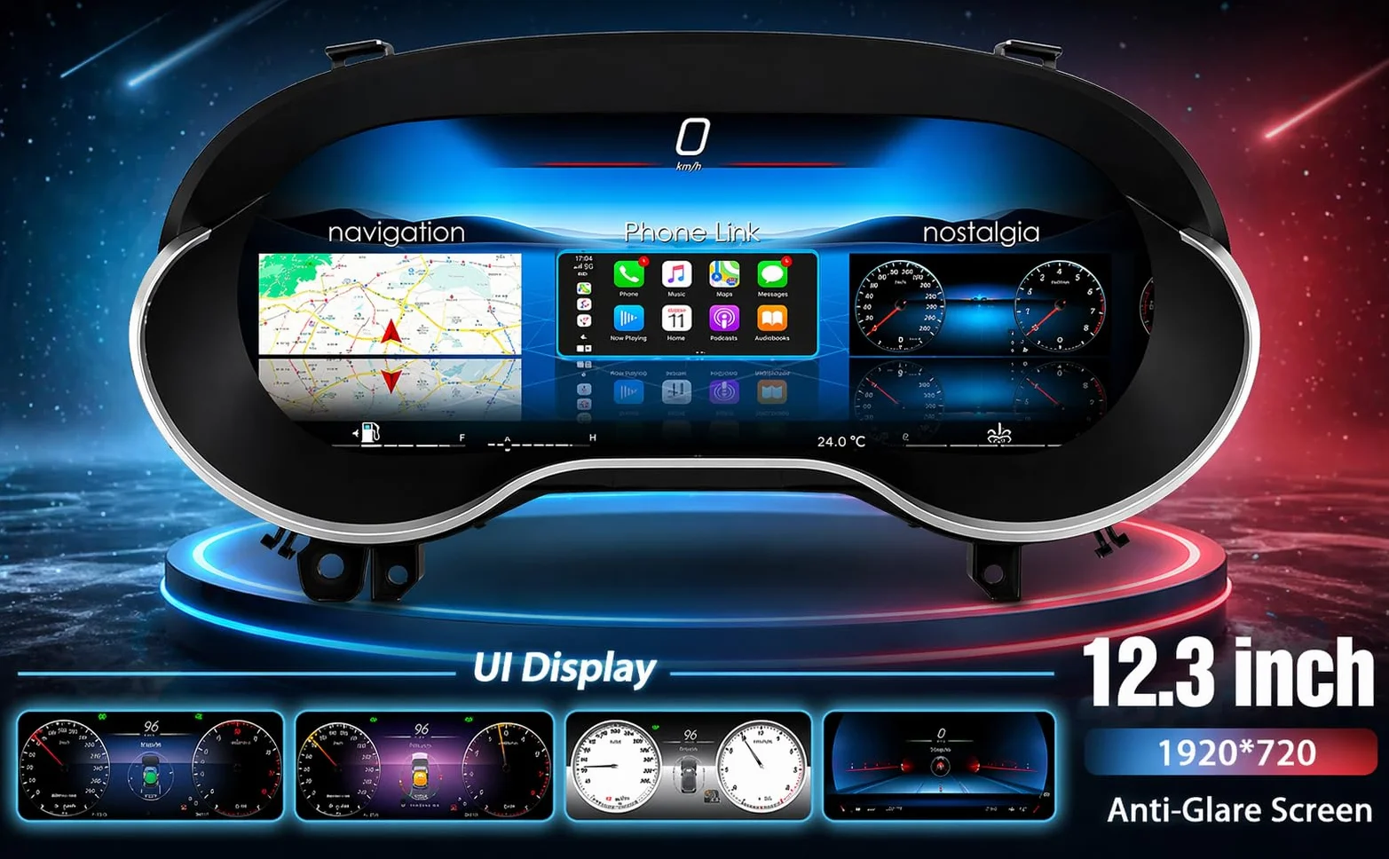 VIBEX Quadro Strumenti Tachimetro Digitale 12.3" per Mercedes Classe A W176 CLA C117 GLA X156 2013-2019 Apple CarPlay Android Auto Wireless Navigazione Plug & Play Installazione OEM