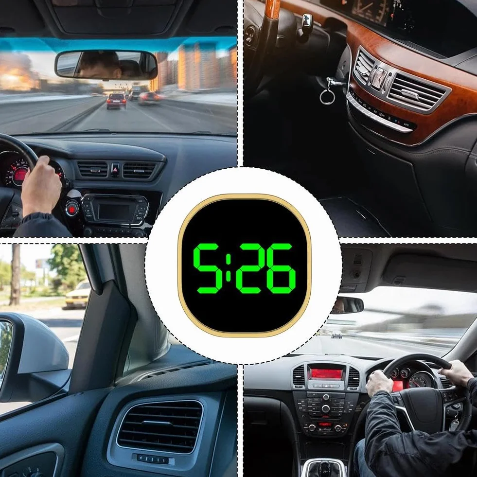Orologio elettronico, orologio elettronico LED per veicoli, schermo LCD chiaro, utilizzato per cruscotti automobilistici e avventure all'aperto (A)