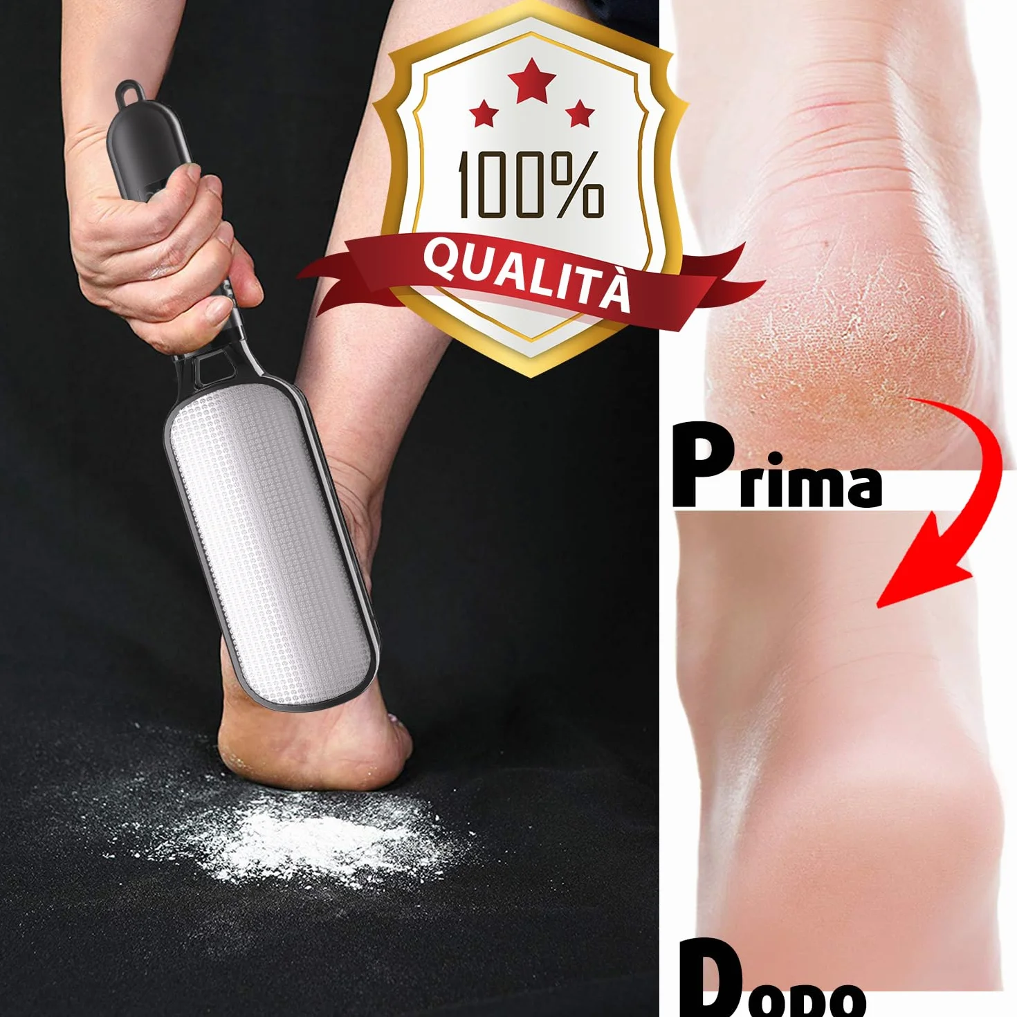 Antonki Raspa Piedi Professionale Calli Remover Pedicure Lima per Piedi e Talloni Pietra Pomice Acciaio Inox