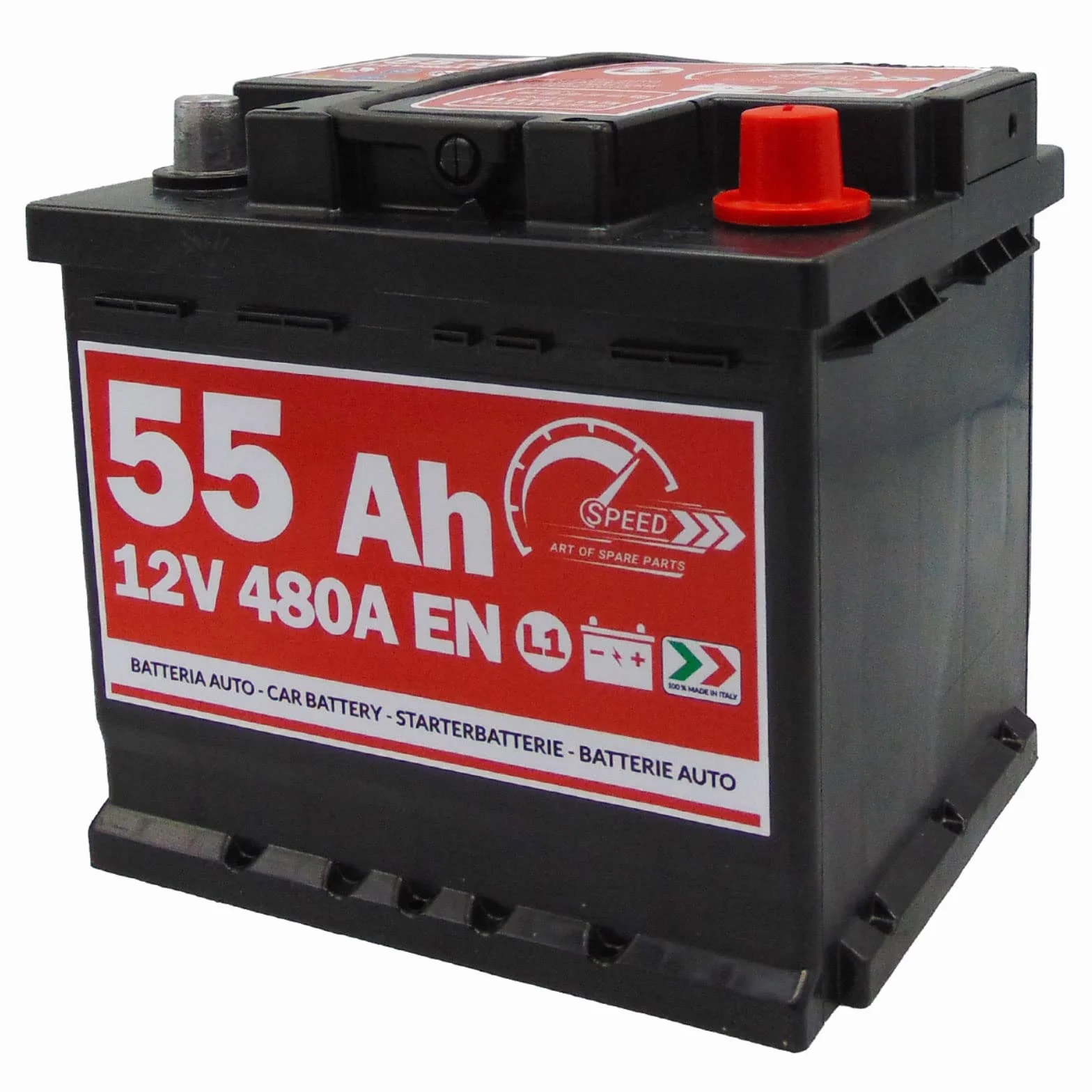 BATTERIA AUTO ORIGINALE SPEED BY SMC CODICE 7903430 L155 12V 55AH 480A EN CON POLO POSITIVO A DESTRA