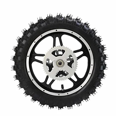 Ruota Posteriore per Bici Cross, Motorcyle Ruota Posteriore Gomma Metallo 2.5‑10 con Disco Pignone Cuscinetto Cerchio Gruppo Pneumatico per Mini Pit Bike Spedizione Con Gas