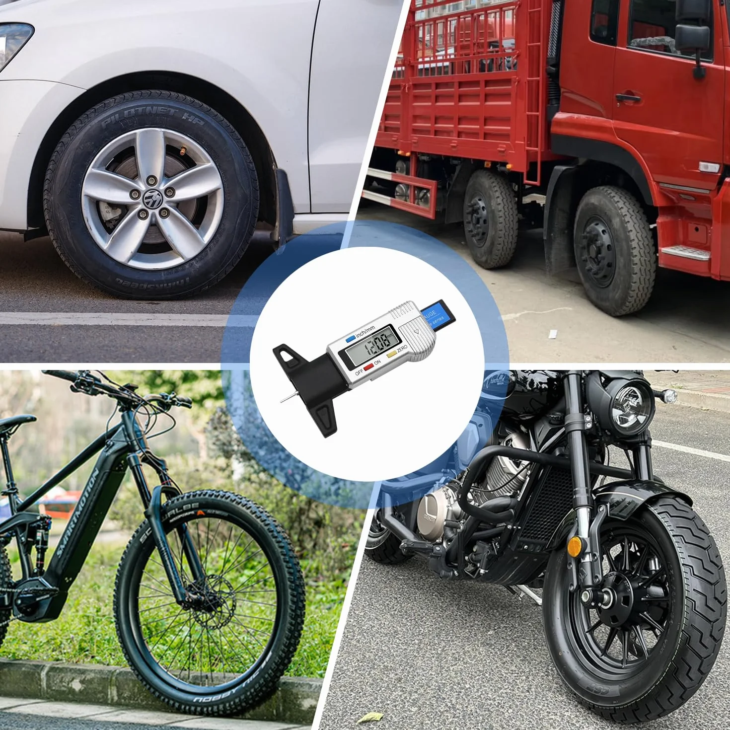 Digitale Misuratore di Profondità Battistrada 0-25.4mm LCD Display per Pneumatici Auto Furgoni Camion