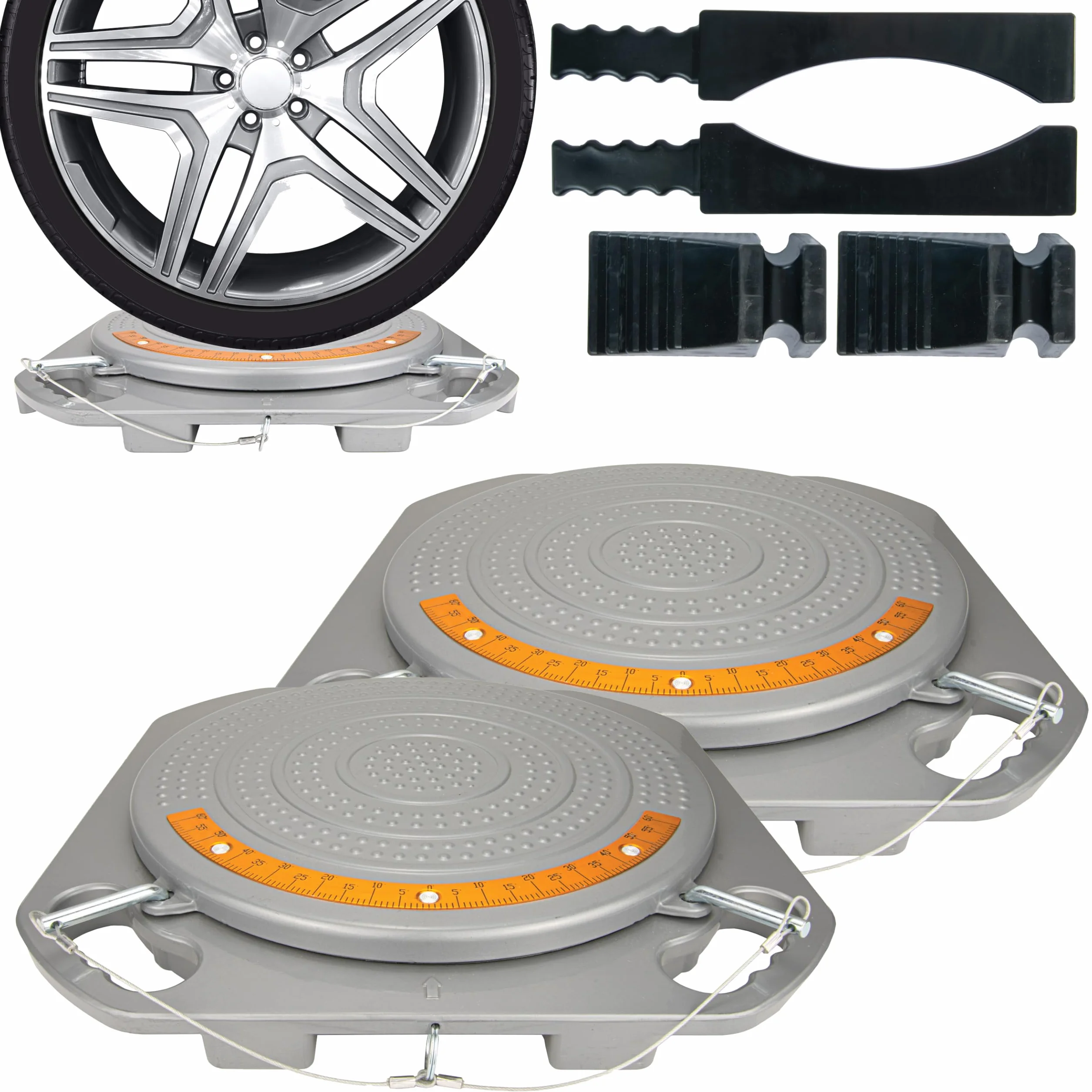 AutoSolo Piastre di Allineamento Ruote Attrezzo per Convergenza Auto 4 Ton Quadrante in Ottone Kit Completo