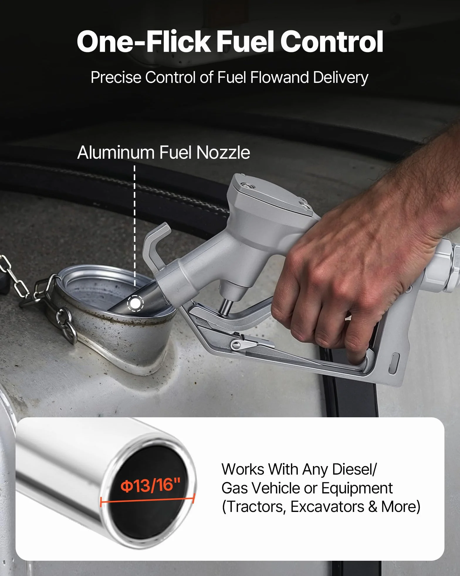 VEVOR Pompa di Trasferimento Carburante 12V CC 20 GPM 1/4 CV per Diesel Benzina Cherosene