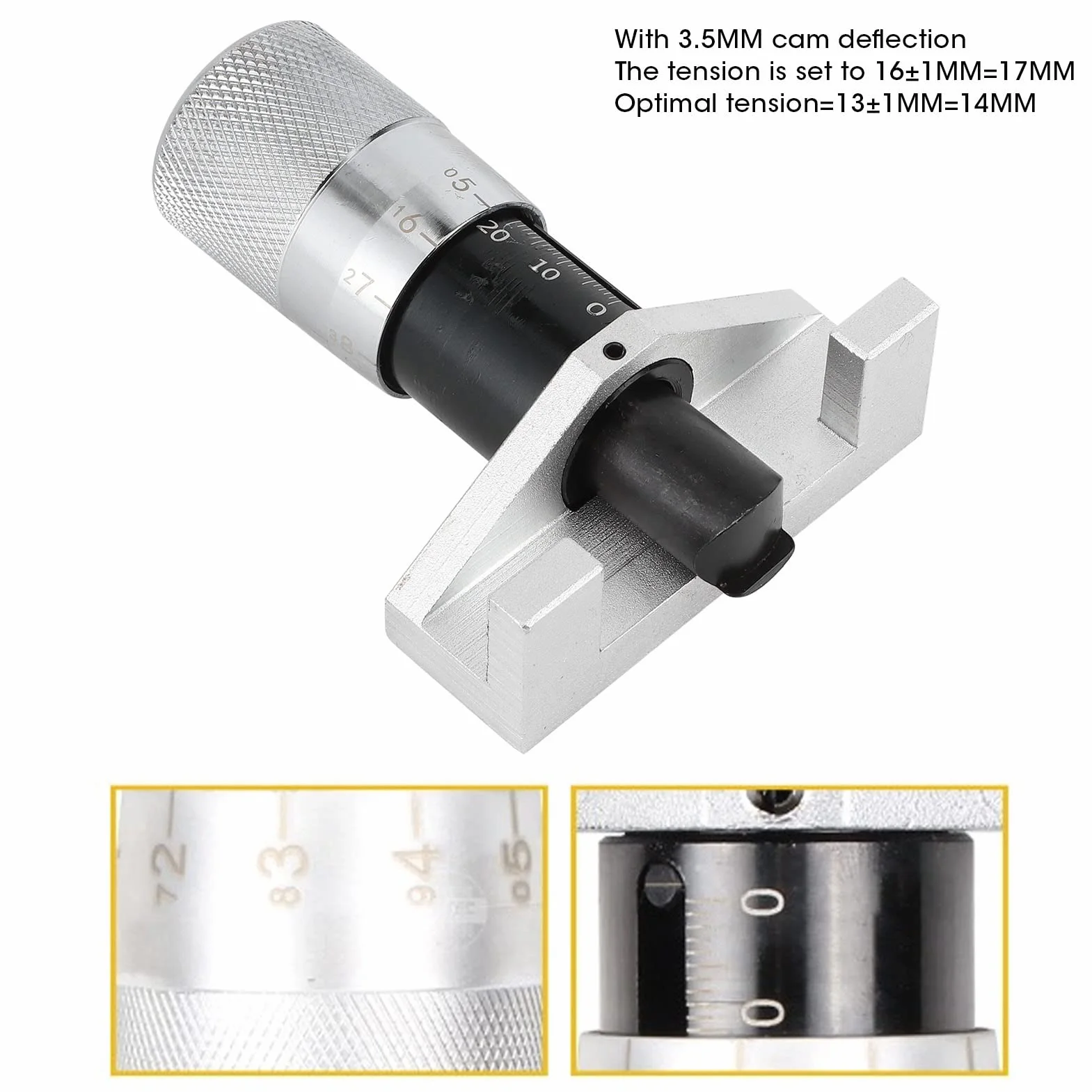 KIMISS Tester di Tensione della Cinghia, Strumento di Misurazione del Rilevamento del Misuratore di Tensione della Cinghia Dentata in Acciaio al Carbonio(Argento)