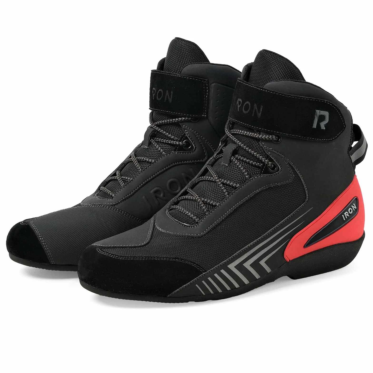 RIDEIRON Scarpe Moto Uomo 40–46 – Sneaker Moto Traspiranti con Rinforzo alla Caviglia e Tallone, Protezione Cambio, Dettagli Riflettenti e Suola Antiscivolo