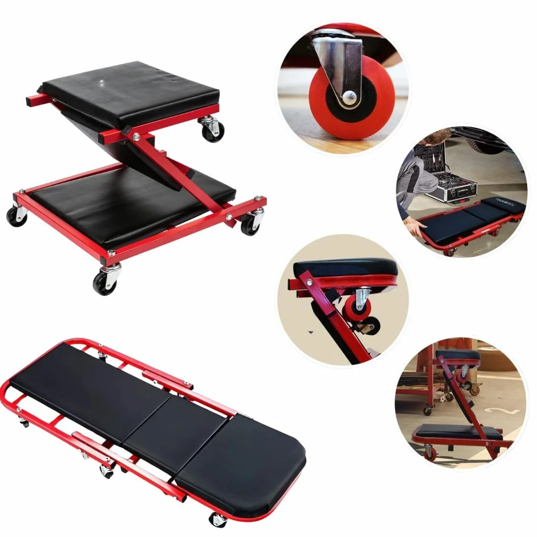 A.M.C. Carrello Sotto Auto 2 in 1 Sgabello da Officina Max 150 kg