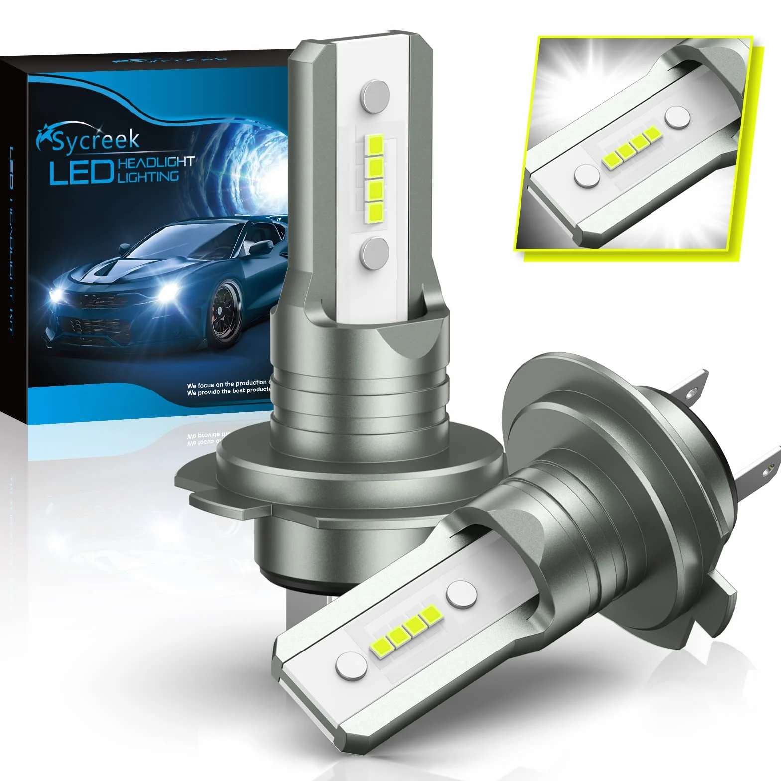 Sycreek H7 LED Lampadine 22000LM 6500K Super Brillante Fari Abbaglianti Anabbaglianti Kit Sostituzione 2 Szt.