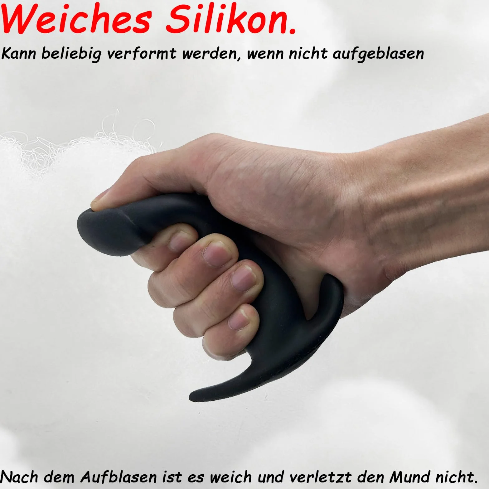 Bavaglio Gonfiabile in Silicone per Bondage, Gag Bocca Dildo Nero, Palla Regolabile, Giocattolo Sessuale per Donne