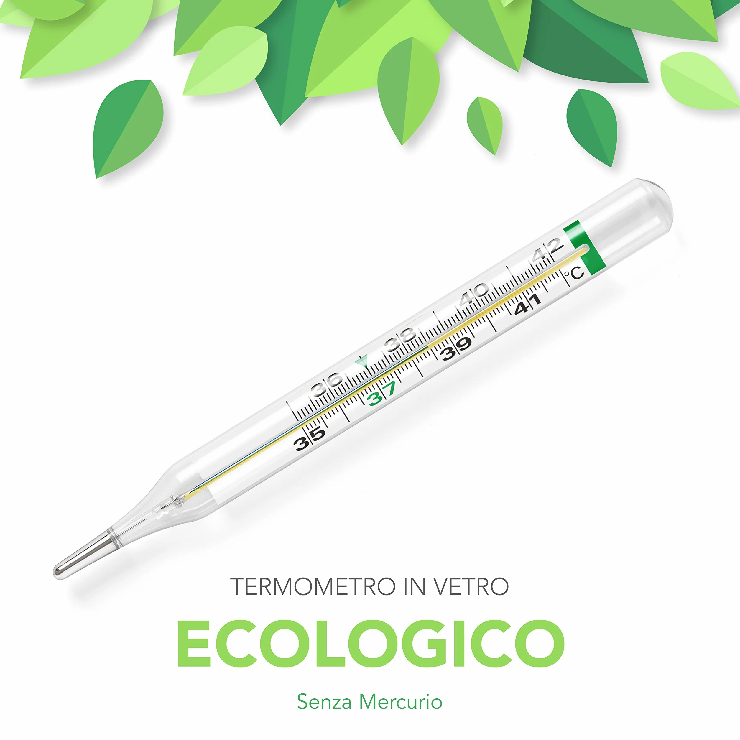 Termometro Clinico in Vetro per Febbre AIESI 2 Pezzi al Gallio Senza Mercurio