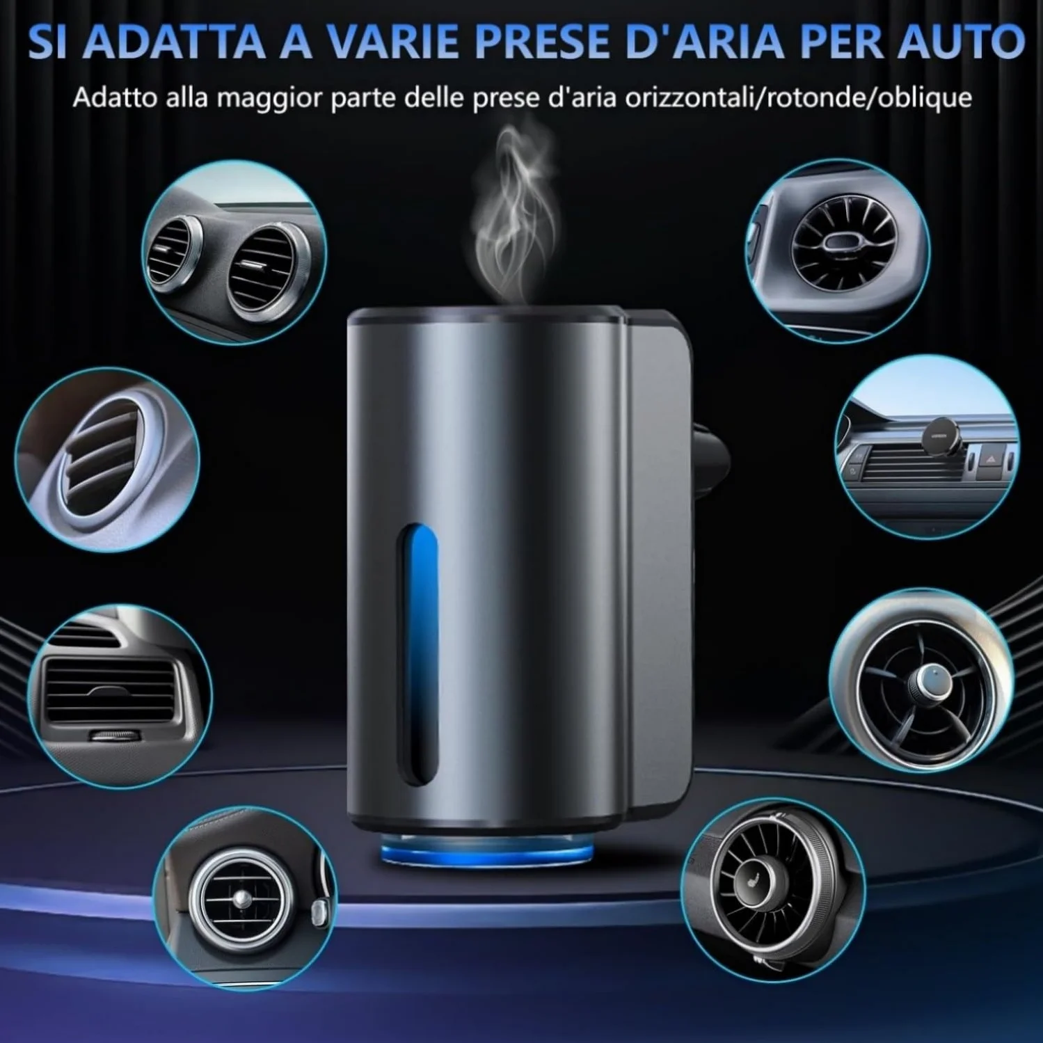 AI Profumatore Auto Diffusore CFK-3Z 3 fragranze Elettrico Nebulizzatore ad Ultrasuoni 3 Modalità Batteria Integrata