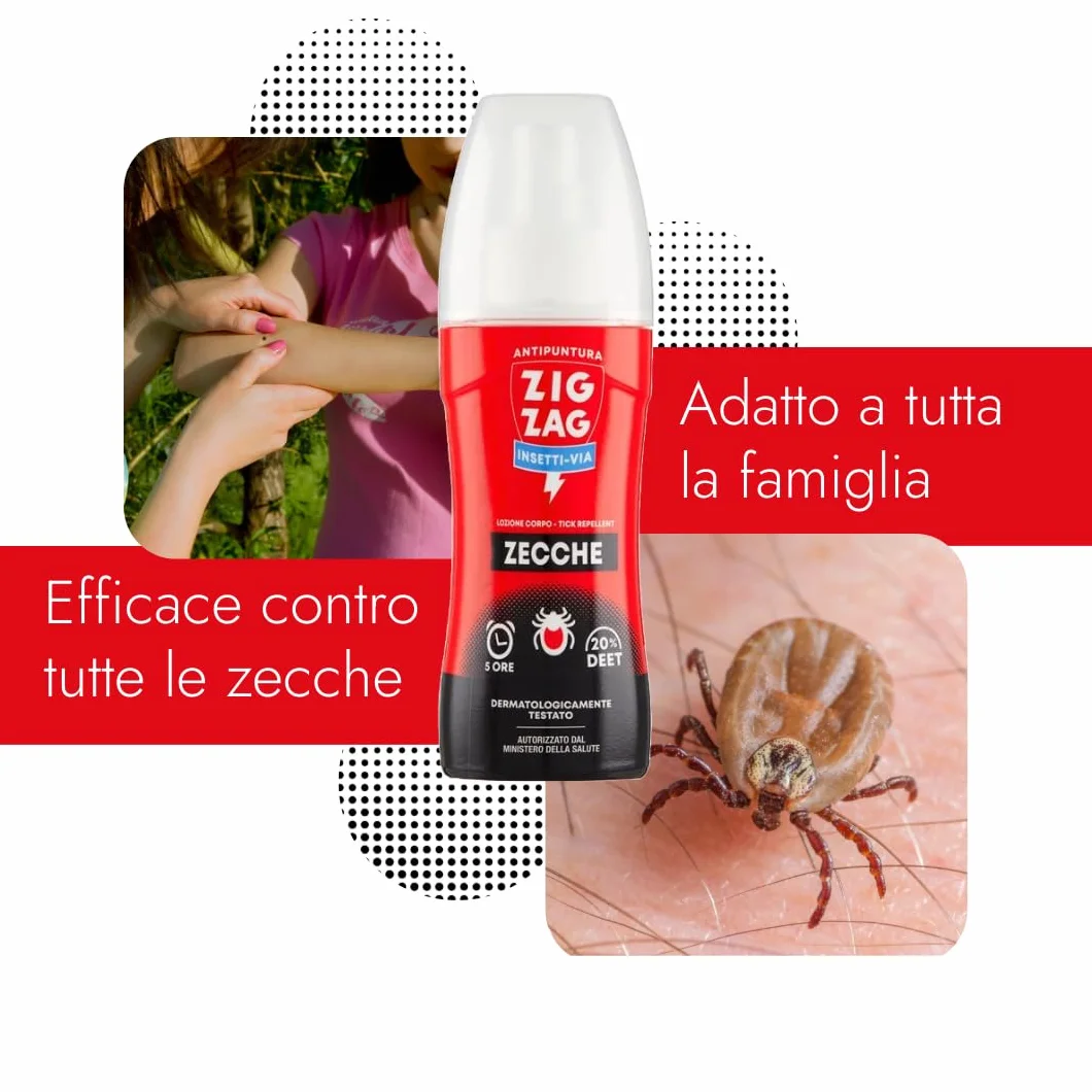 Zig Zag Spray Repellente Zecche, Lozione Anti puntura Zecche, 100 ml