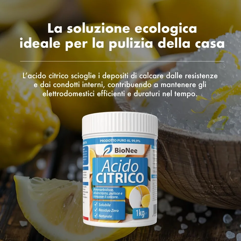 Acido Citrico Puro 1 kg Ammorbidente Lavatrice Anticalcare Disincrostante