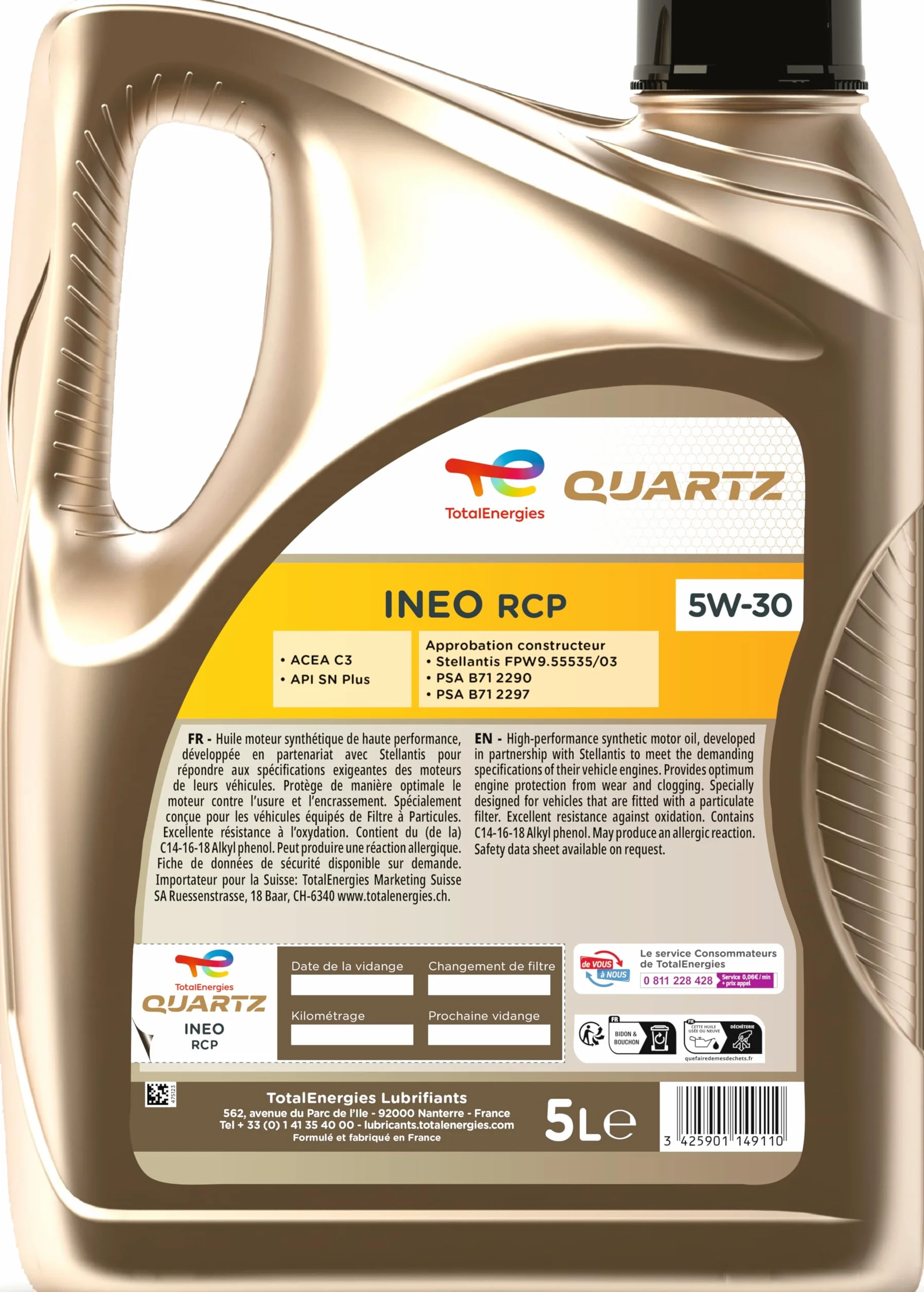 TotalEnergies Total ineo Rcp 5w30 5 Litri