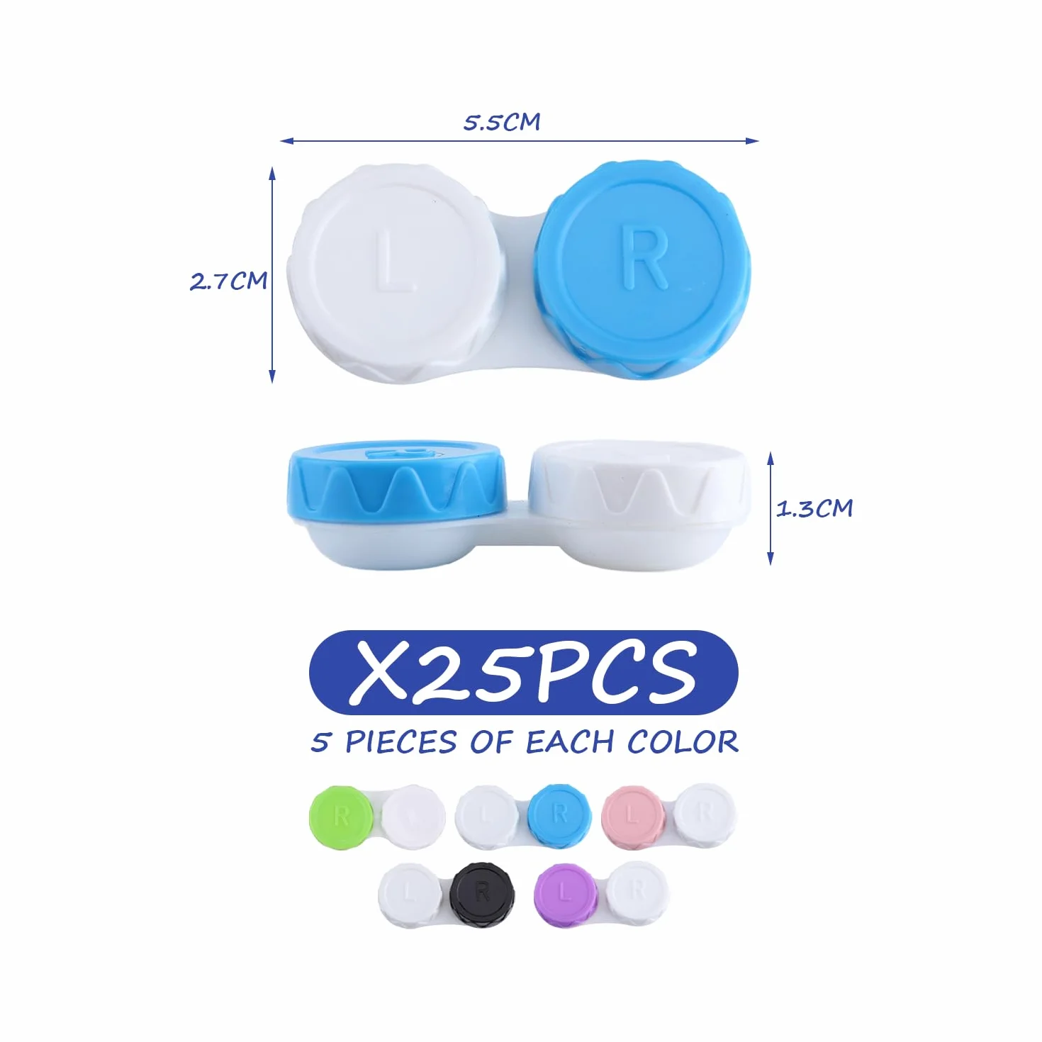 Contenitori per Lenti a Contatto Portatili 25 Pezzi (Blu, Nero, Rosa, Verde, Viola)