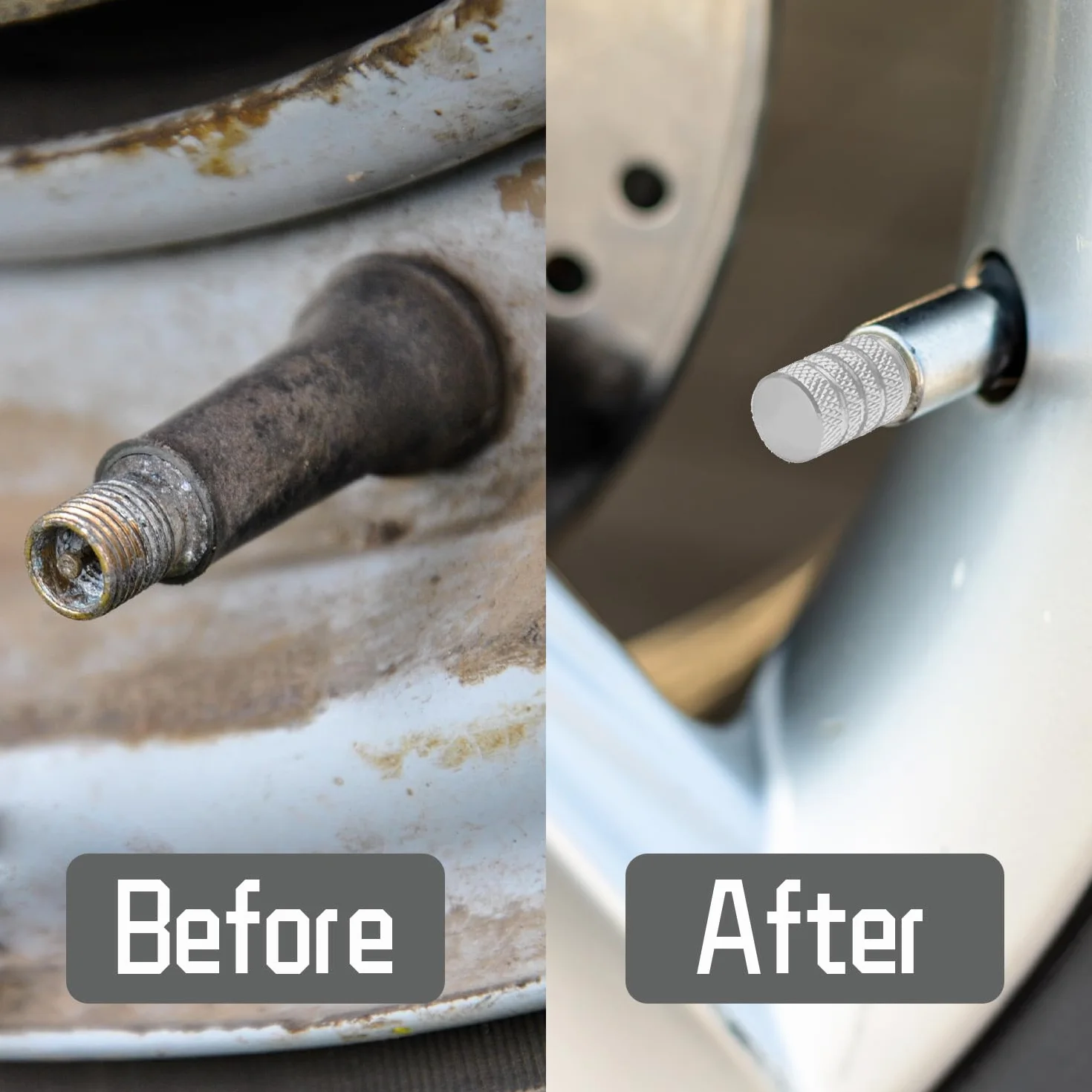 Tappi per valvole pneumatici in alluminio 4 pezzi antipolvere per auto metallo universali con guarnizione