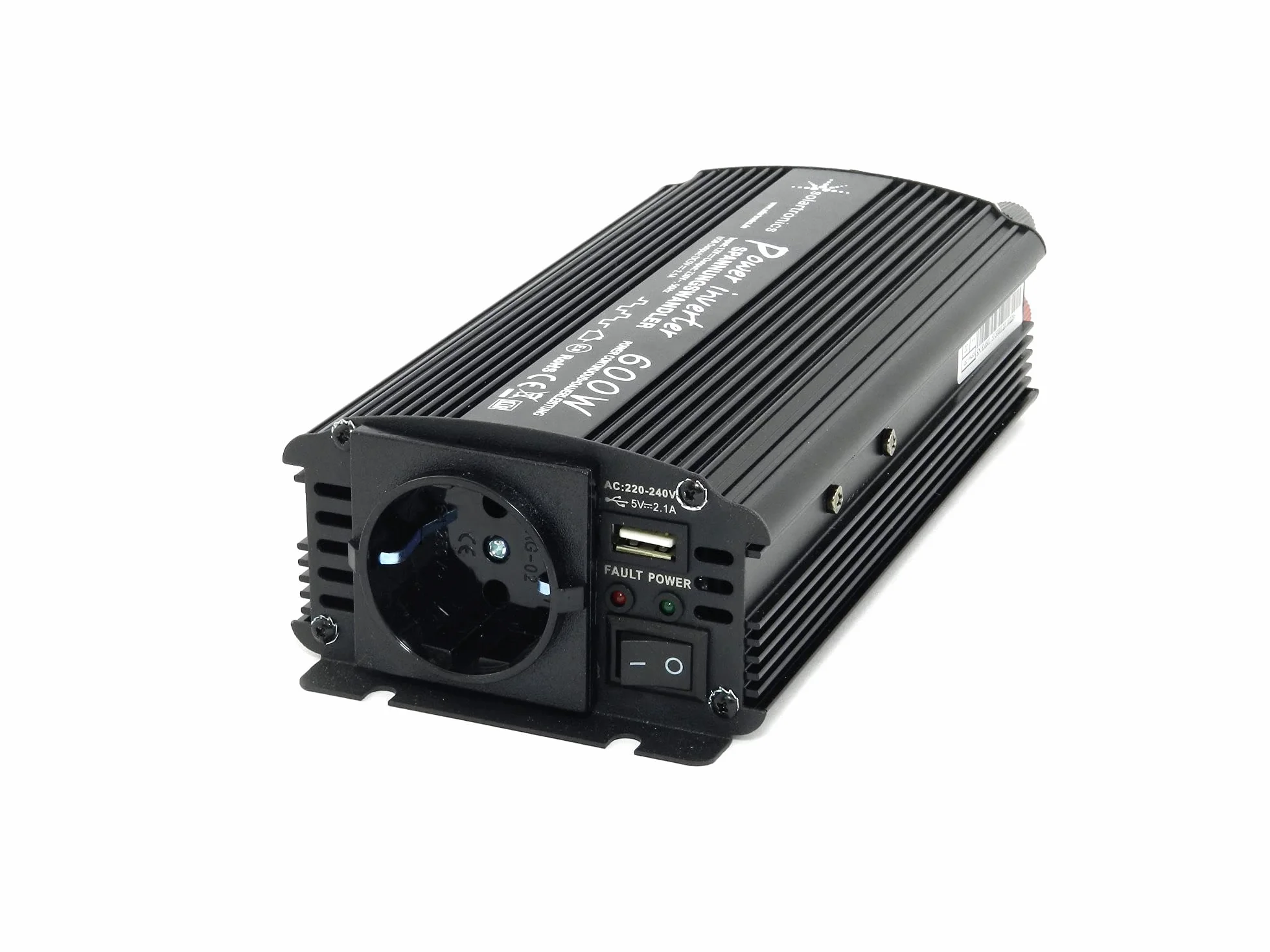 SOLARTRONICS Trasformatore di tensione NM600, 12 V, 600 W, 1200 Watt, inverter da 12 V a 230 V, compatibile con batteria LiFePO4
