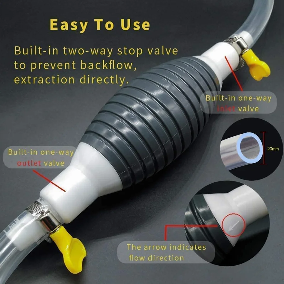 Pompa Manuale a Sifone, Pompa di Trasferimento Manuale con Tubo Flessibile Carburante da 2 M, Pompa Aspirazione a Diesel/Benzina/Acqua/Olio/Liquido/Gas Pompa