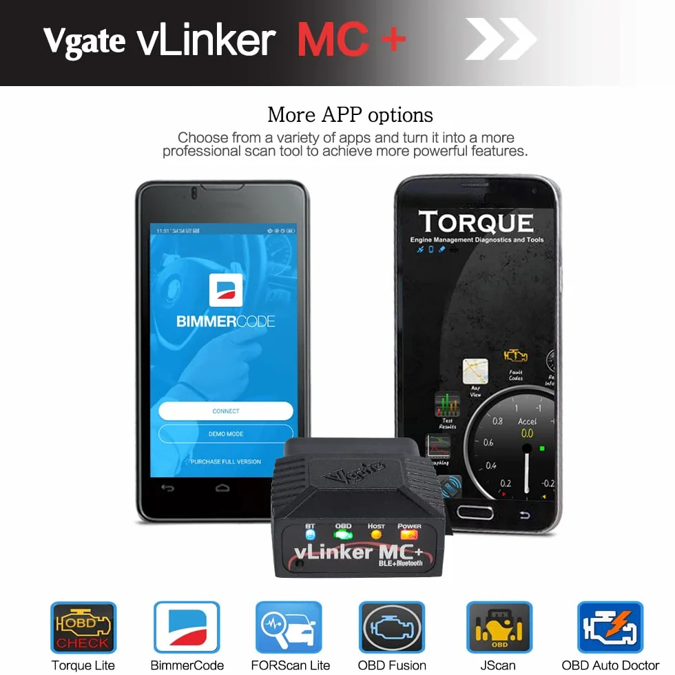 Vgate vLinker MC Bluetooth OBD2 OBDII Scanner per iOS Android Windows