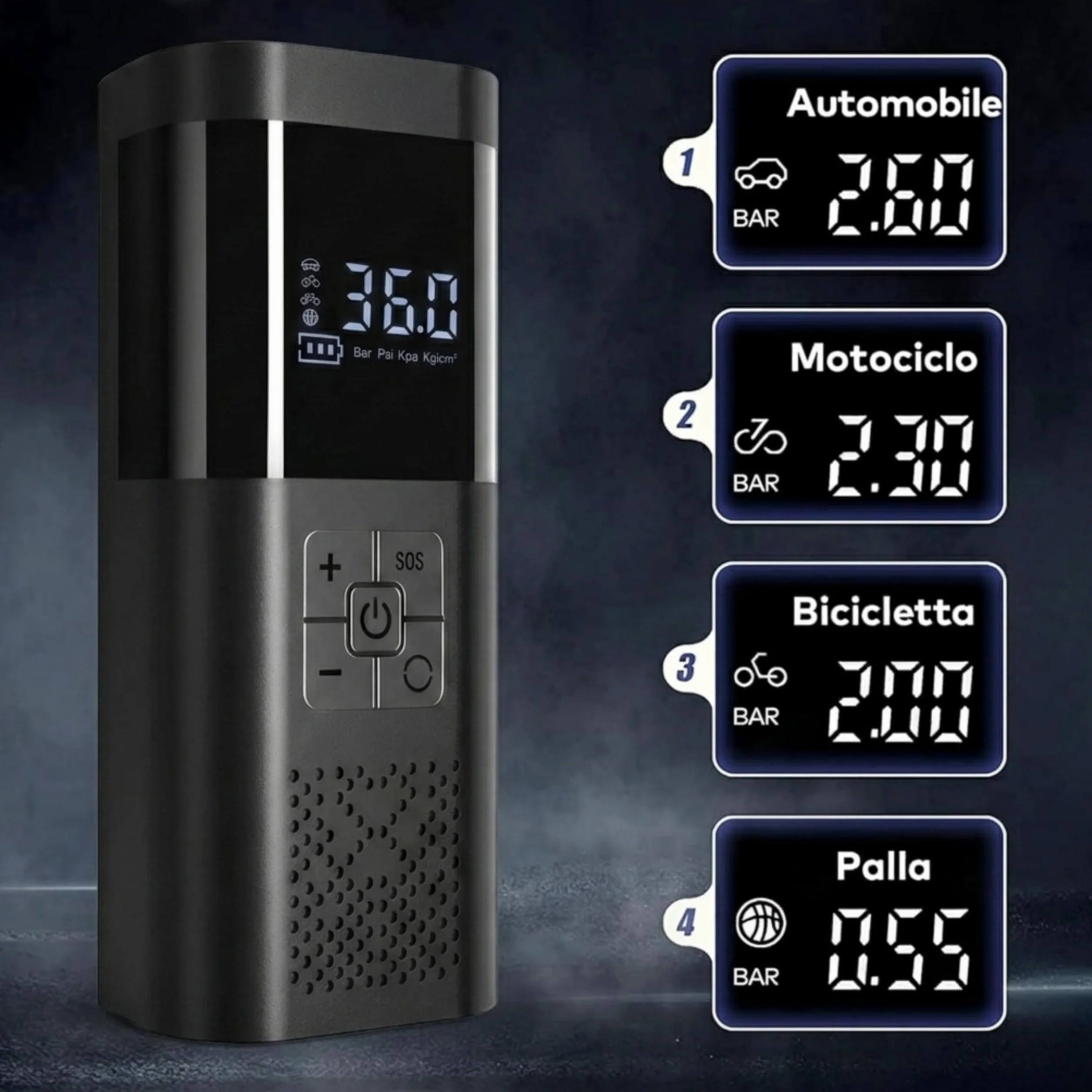 Yasta Compressore d'Aria Portatile 150PSI 12V DC Gonfiatore Elettrico 6000mAh Display Digitale LED